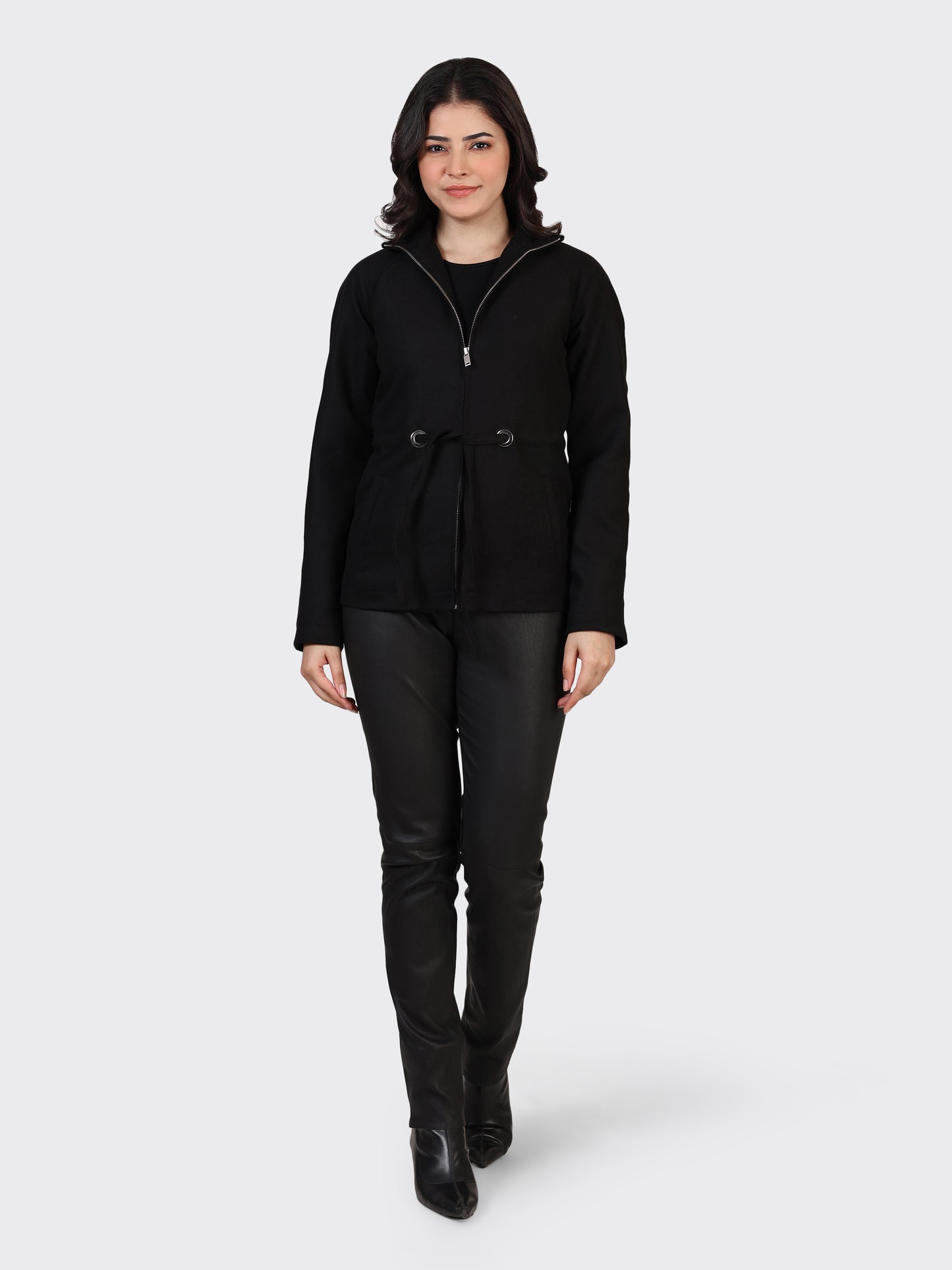 LADIES WOOLLEN JACKET-BLACK