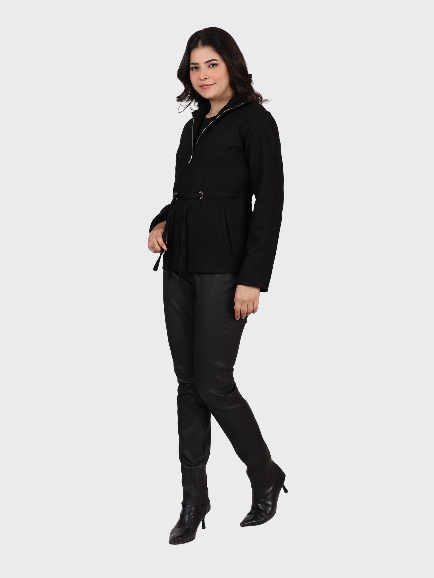 LADIES WOOLLEN JACKET-BLACK