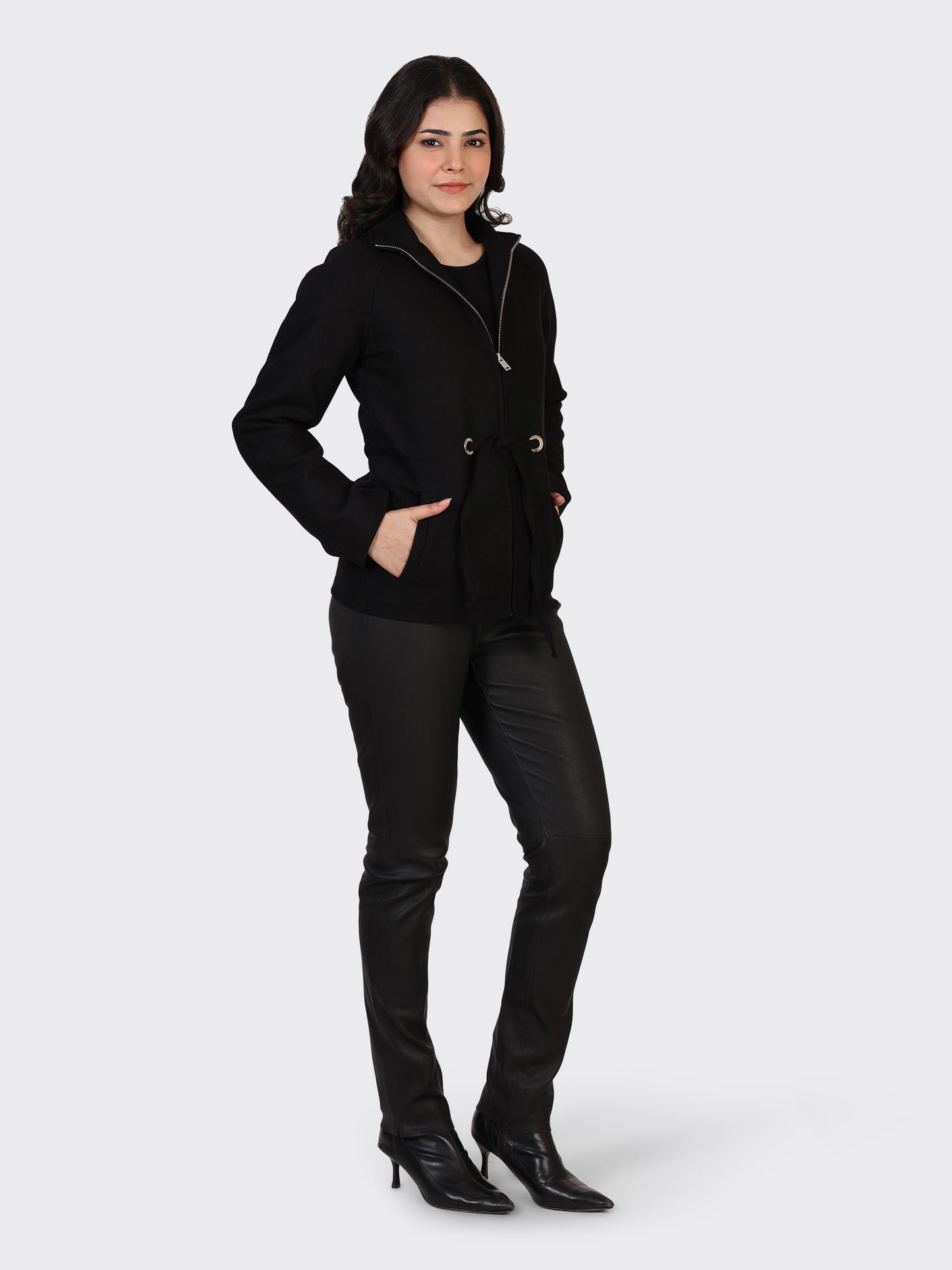 LADIES WOOLLEN JACKET-BLACK