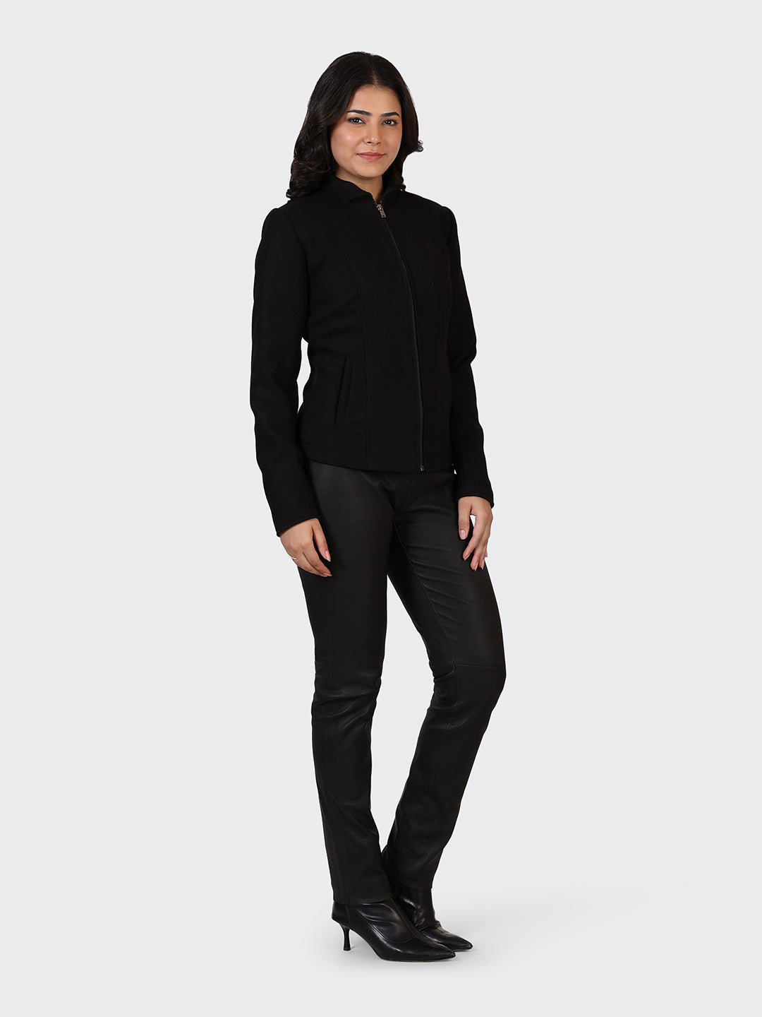 LADIES WOOLLEN JACKET-BLACK