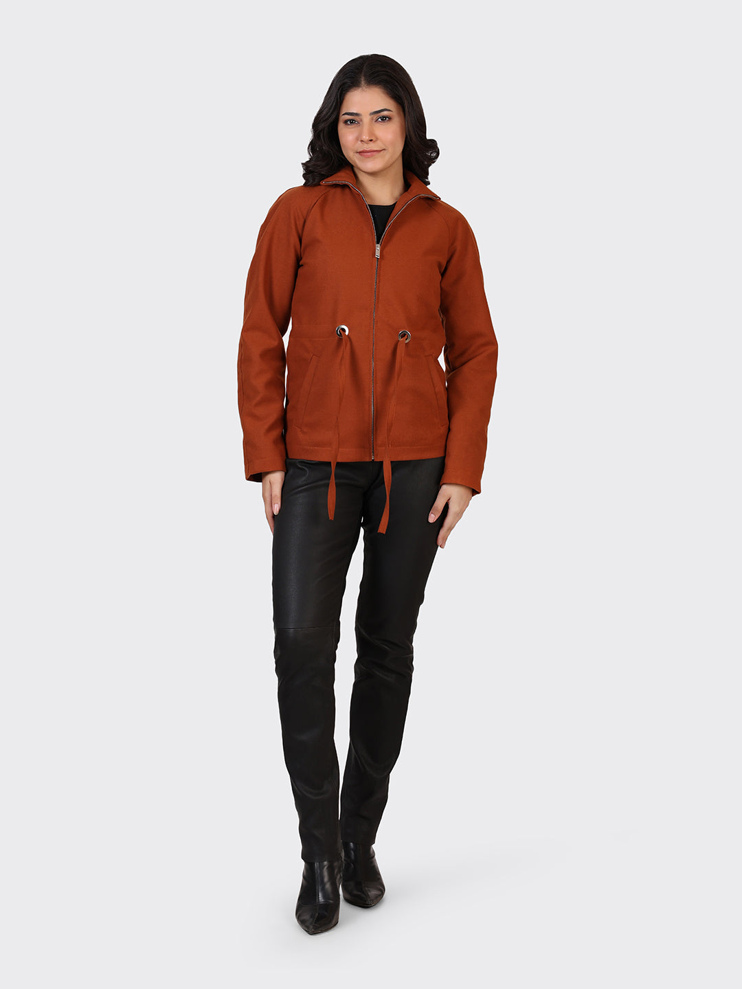 LADIES WOOLLEN JACKET-COGNAC
