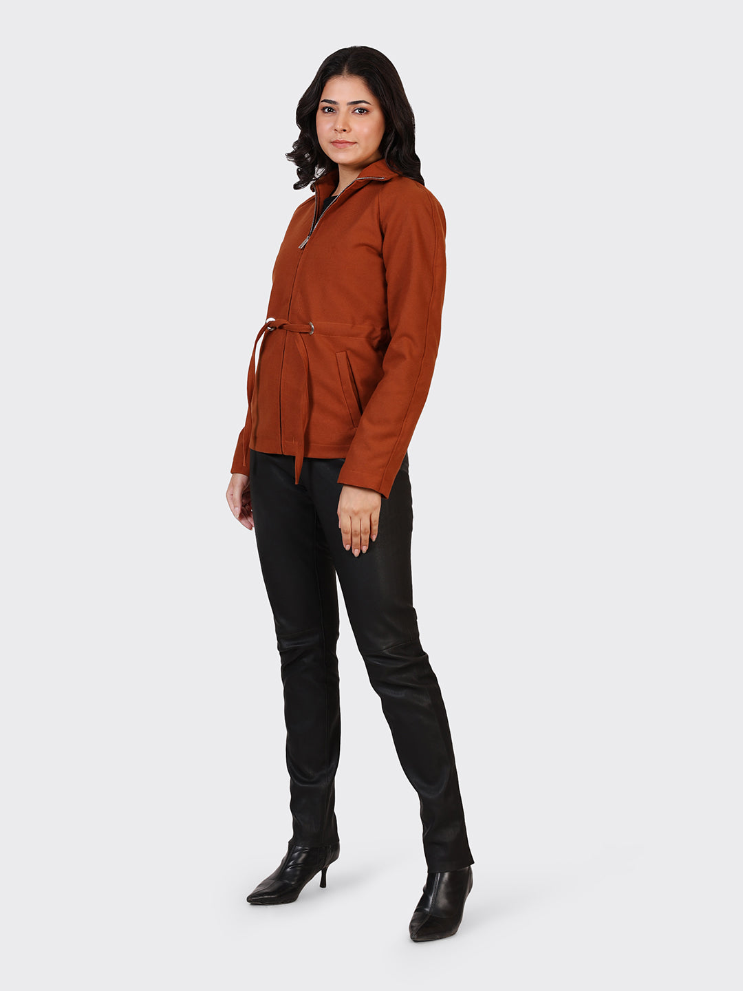 LADIES WOOLLEN JACKET-COGNAC