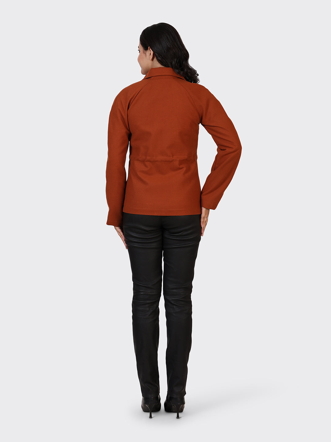 LADIES WOOLLEN JACKET-COGNAC
