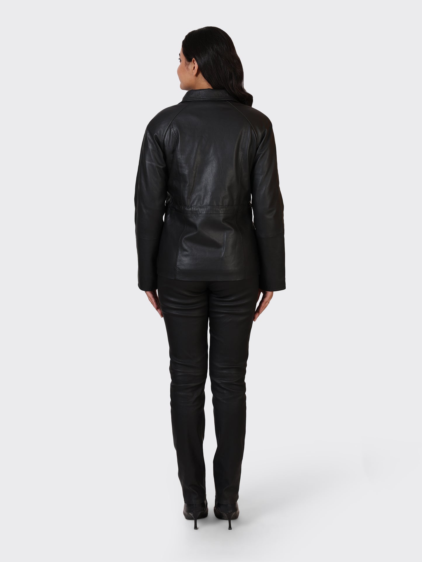 LADIES LEATHER JACKET-BLACK