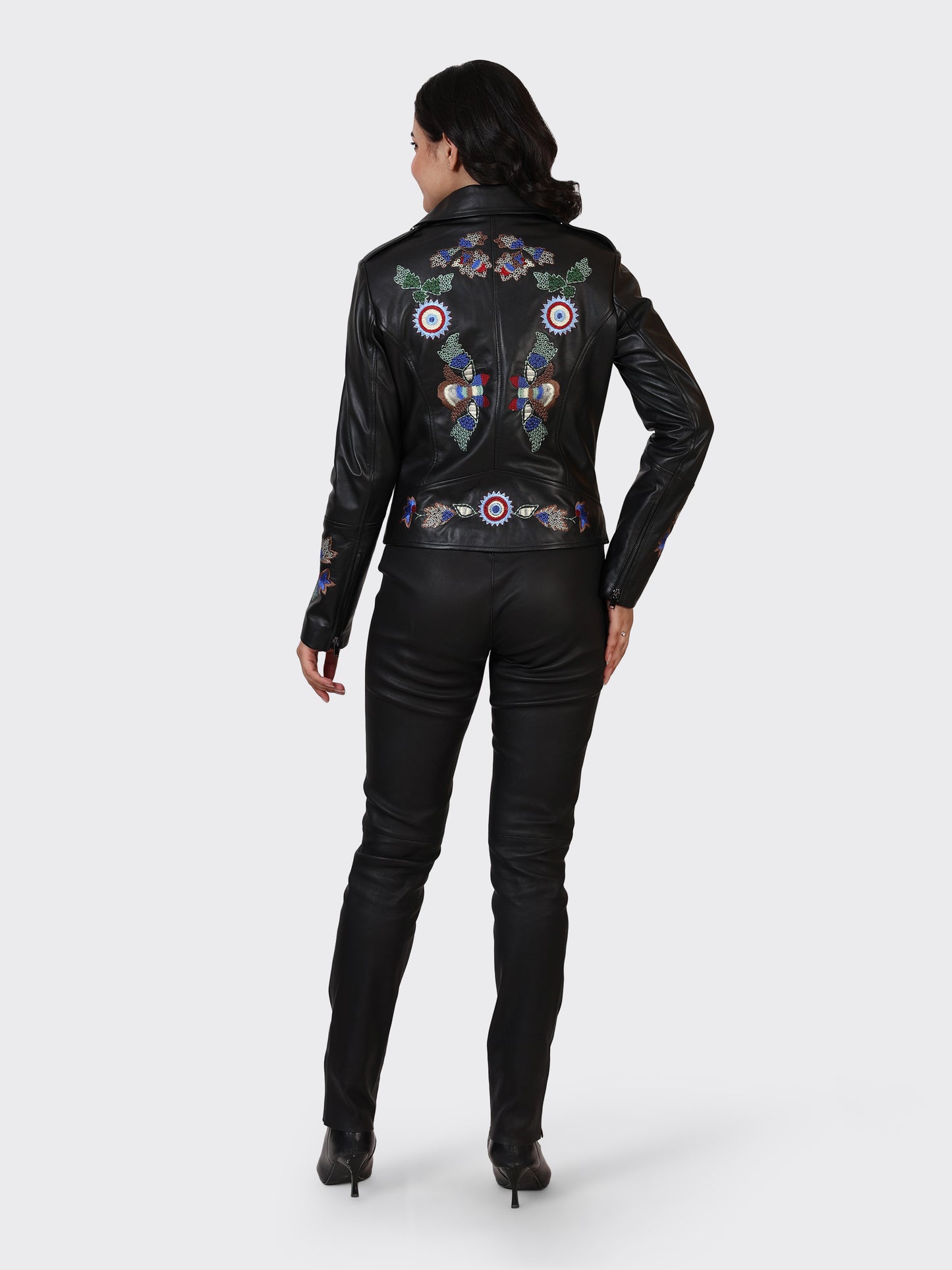 LADIES LEATHER JACKET-BLACK