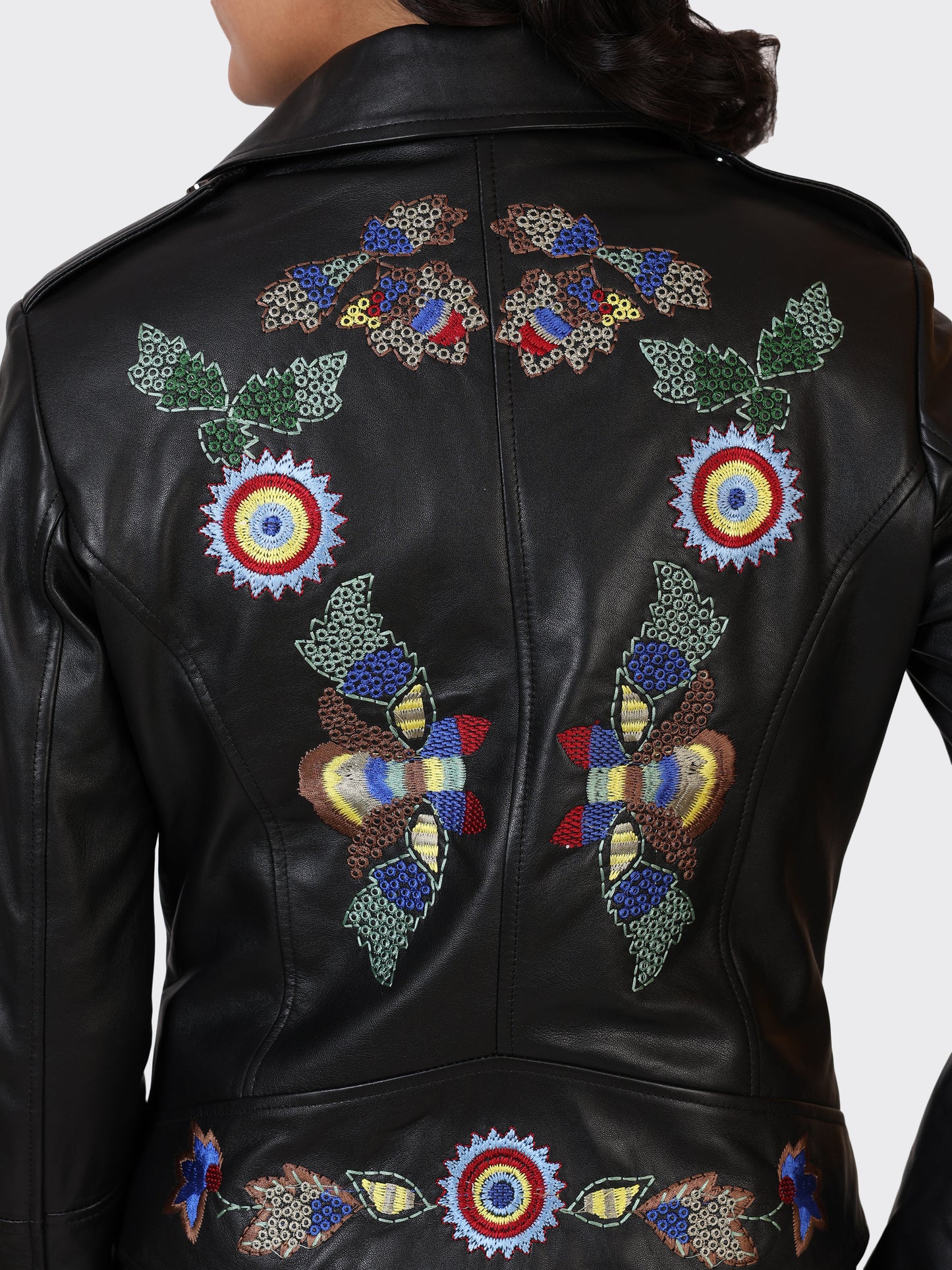 LADIES LEATHER JACKET-BLACK