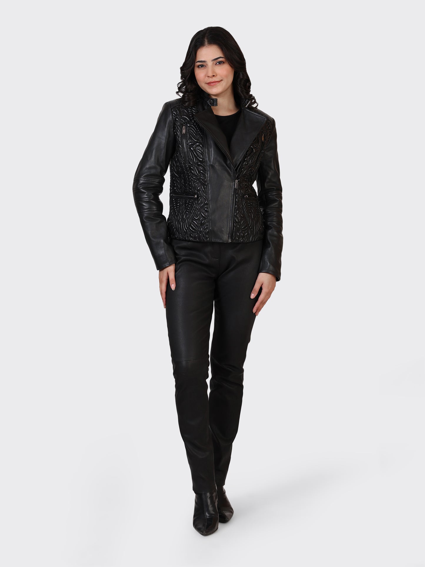 LADIES LEATHER JACKET-BLACK