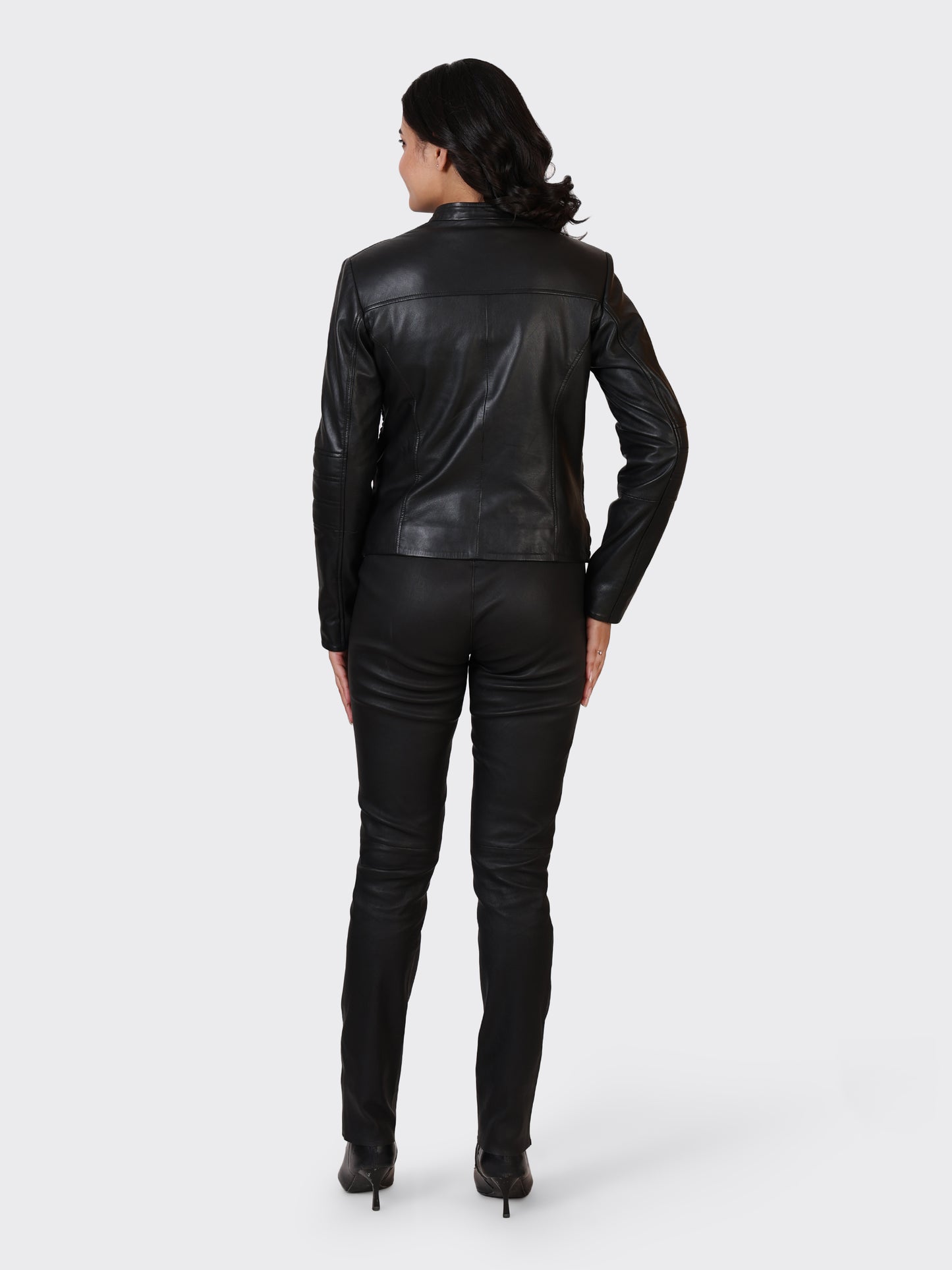 LADIES LEATHER JACKET-BLACK