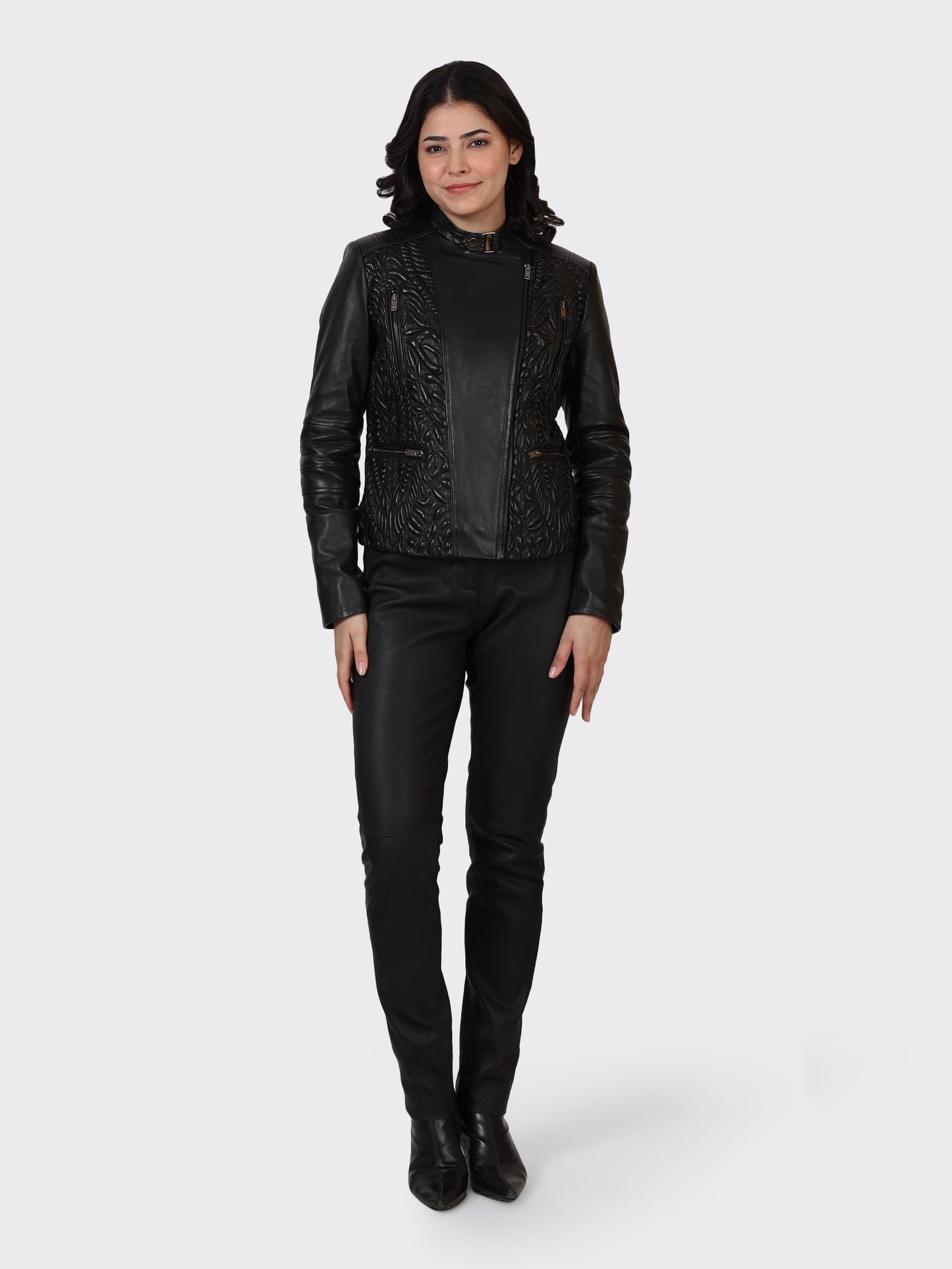 LADIES LEATHER JACKET-BLACK