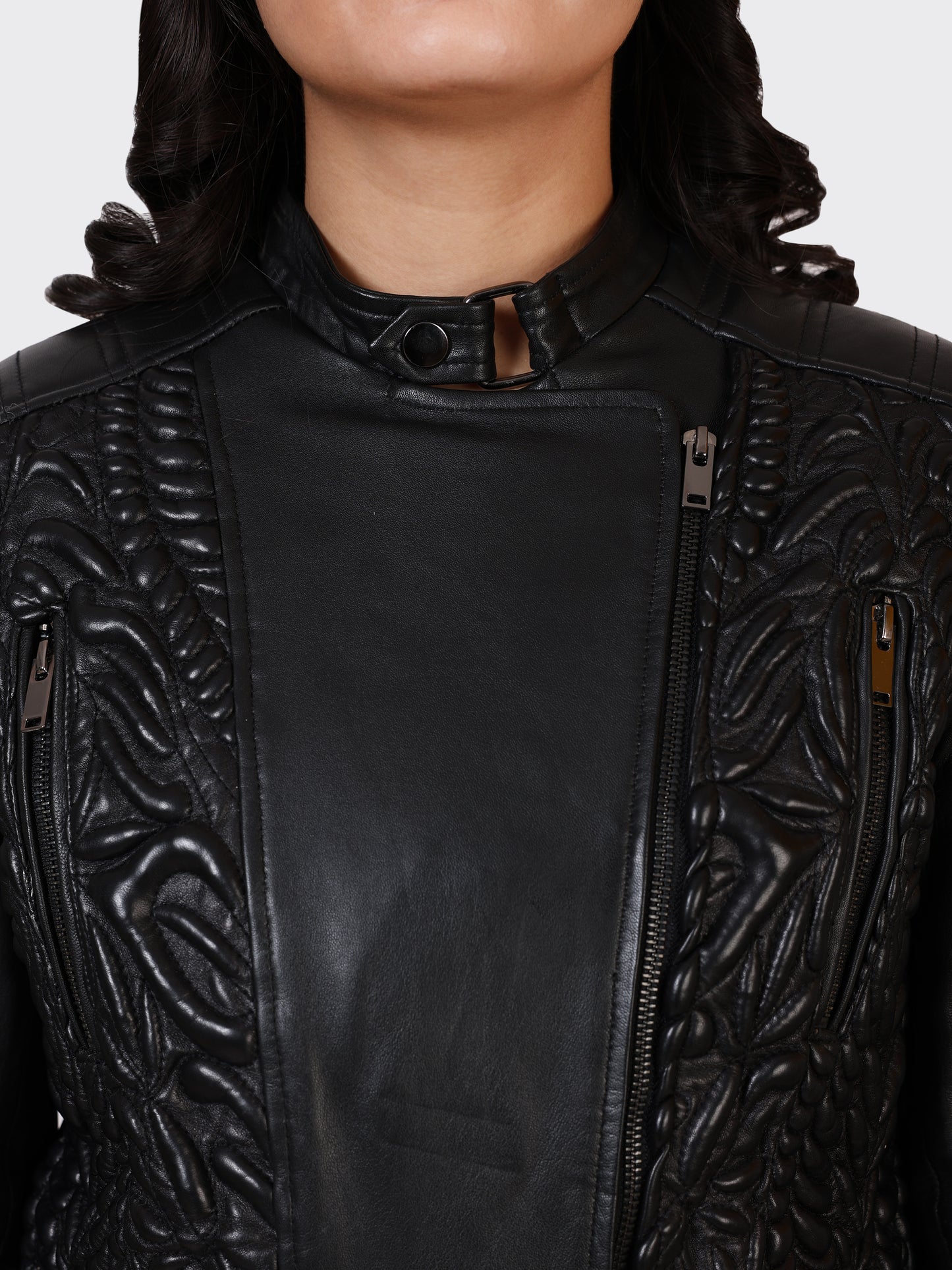 LADIES LEATHER JACKET-BLACK