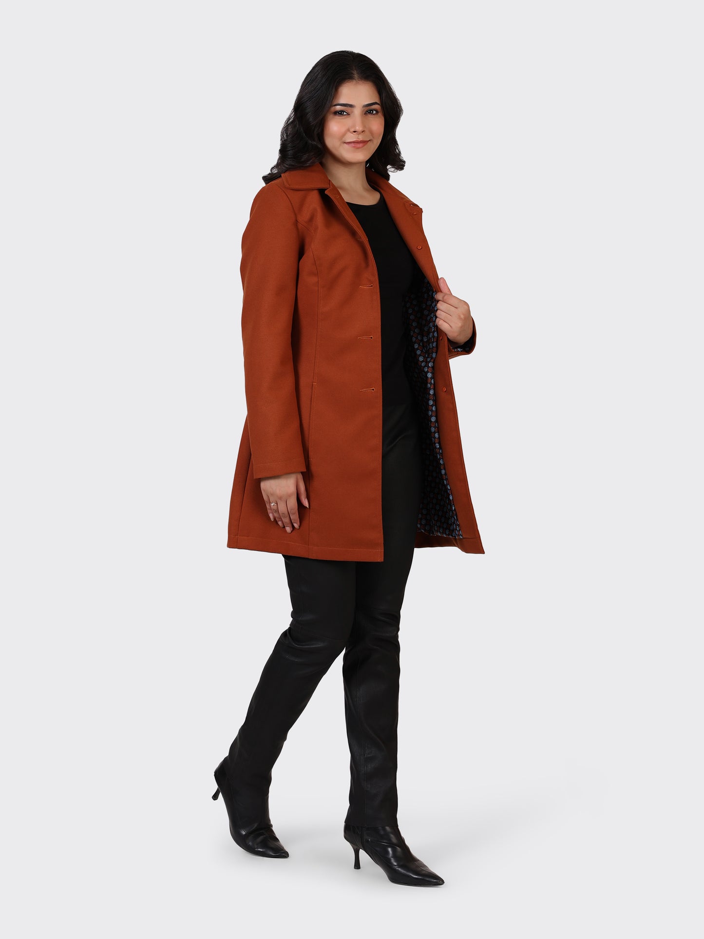 LADIES WOOLLEN JACKET-COGNAC