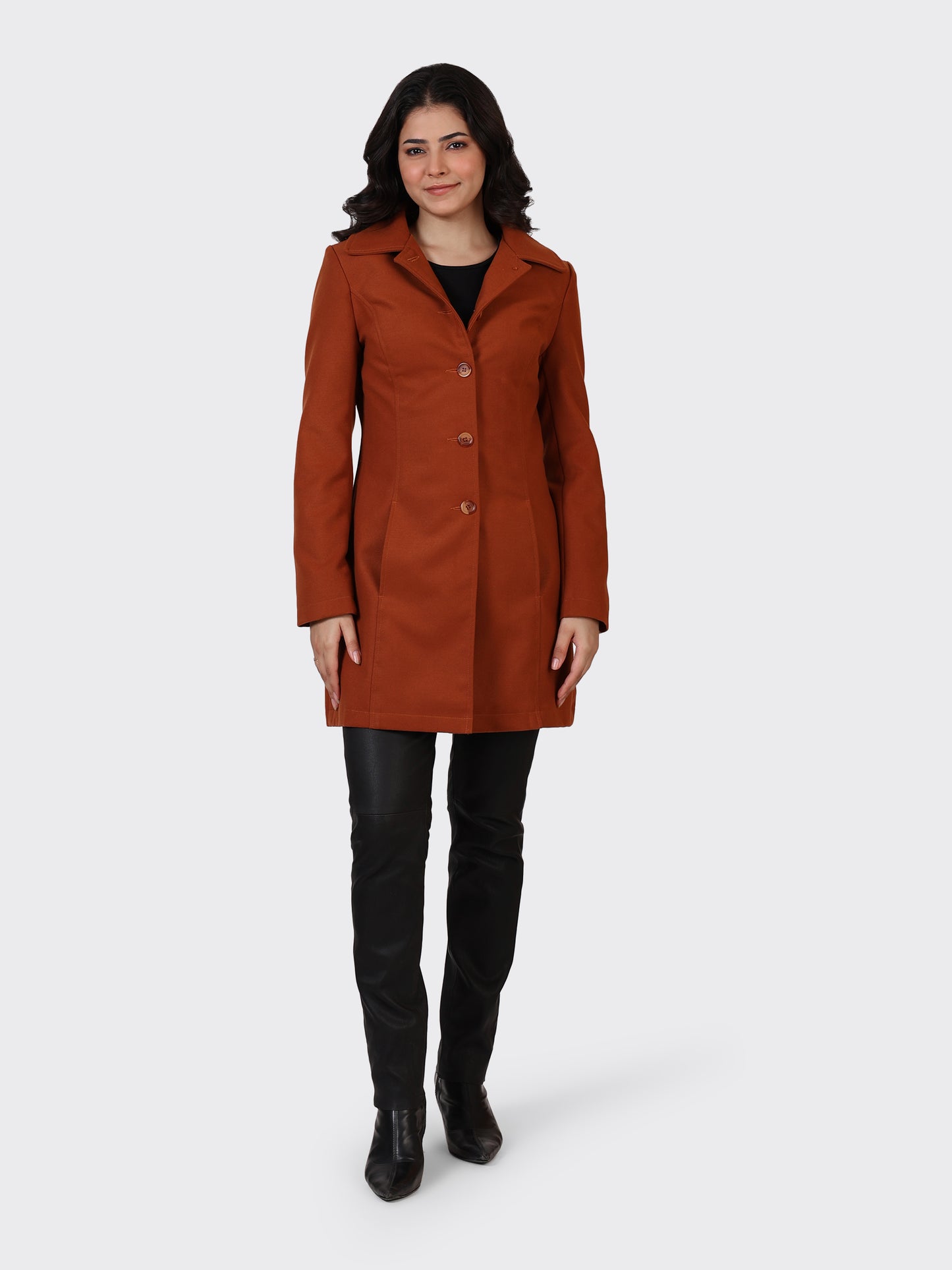 LADIES WOOLLEN JACKET-COGNAC