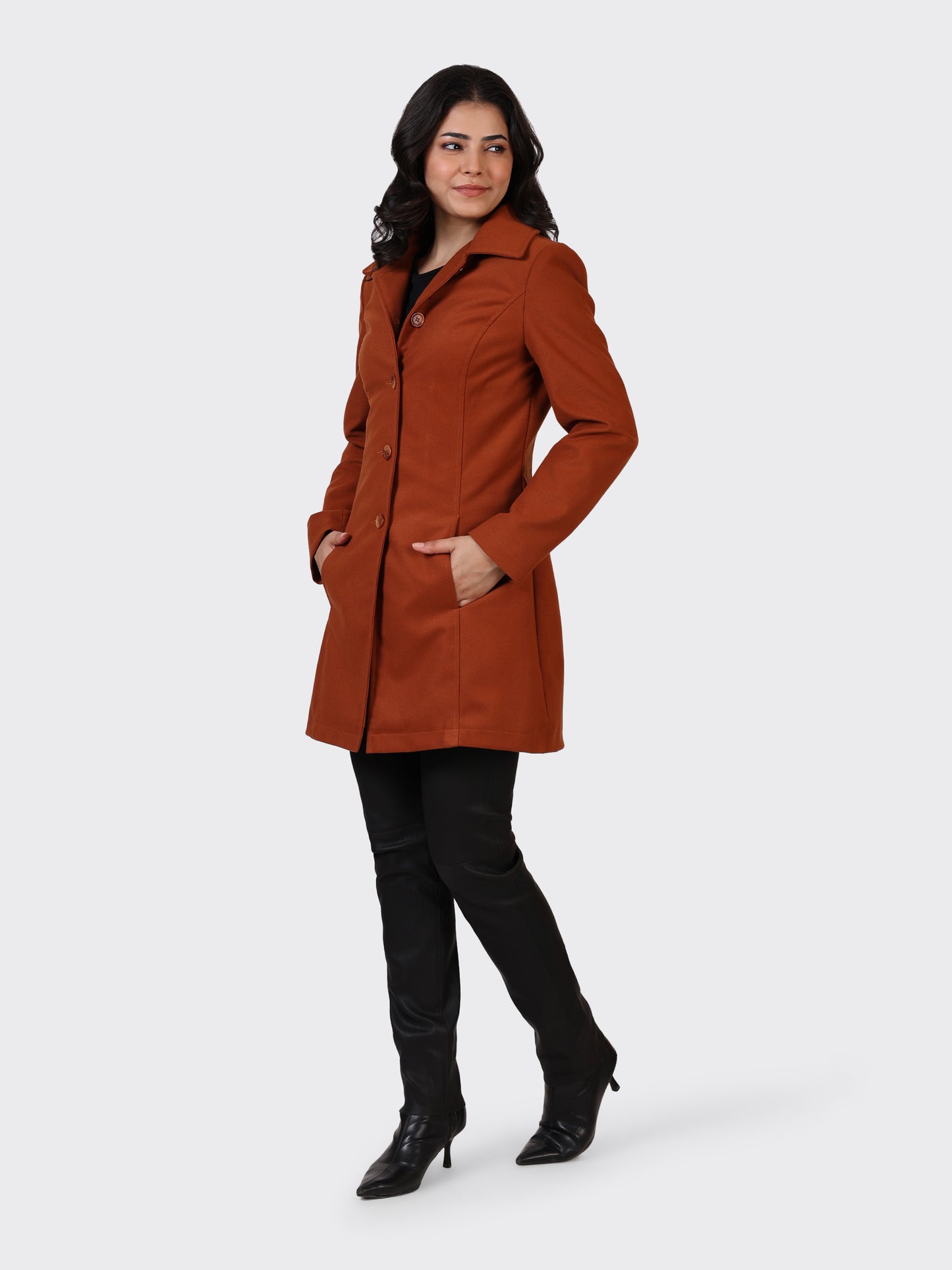 LADIES WOOLLEN JACKET-COGNAC