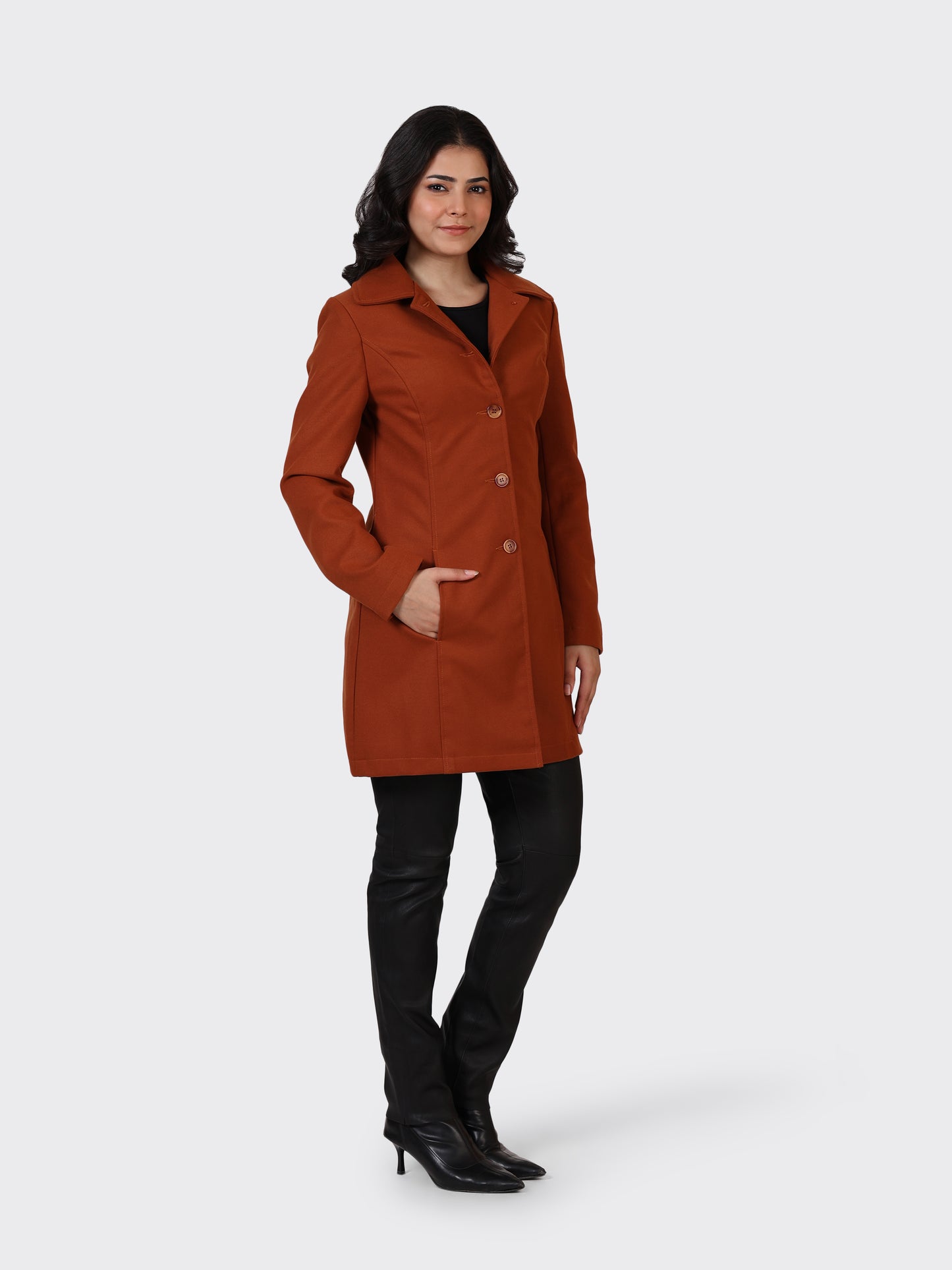 LADIES WOOLLEN JACKET-COGNAC