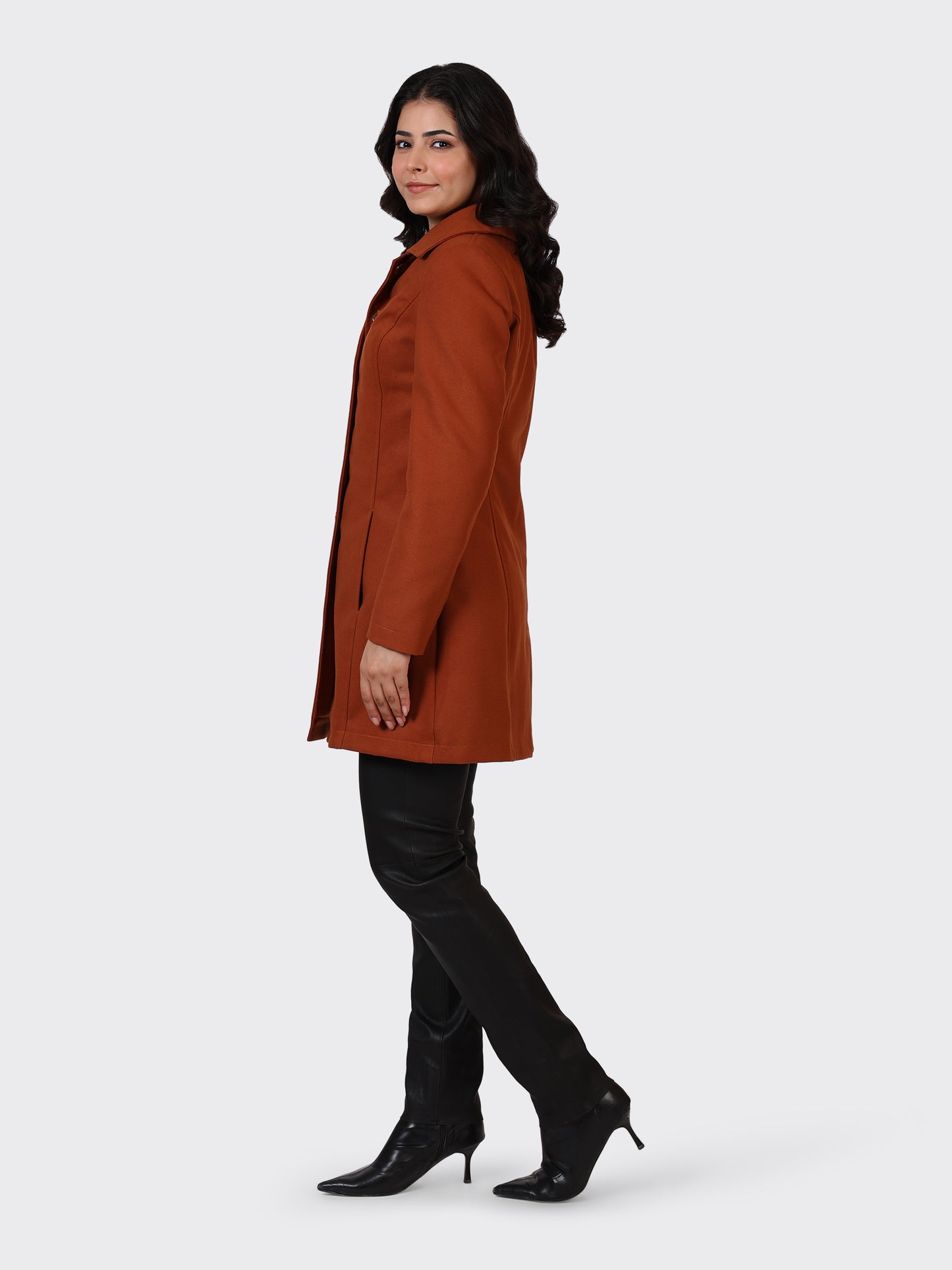 LADIES WOOLLEN JACKET-COGNAC