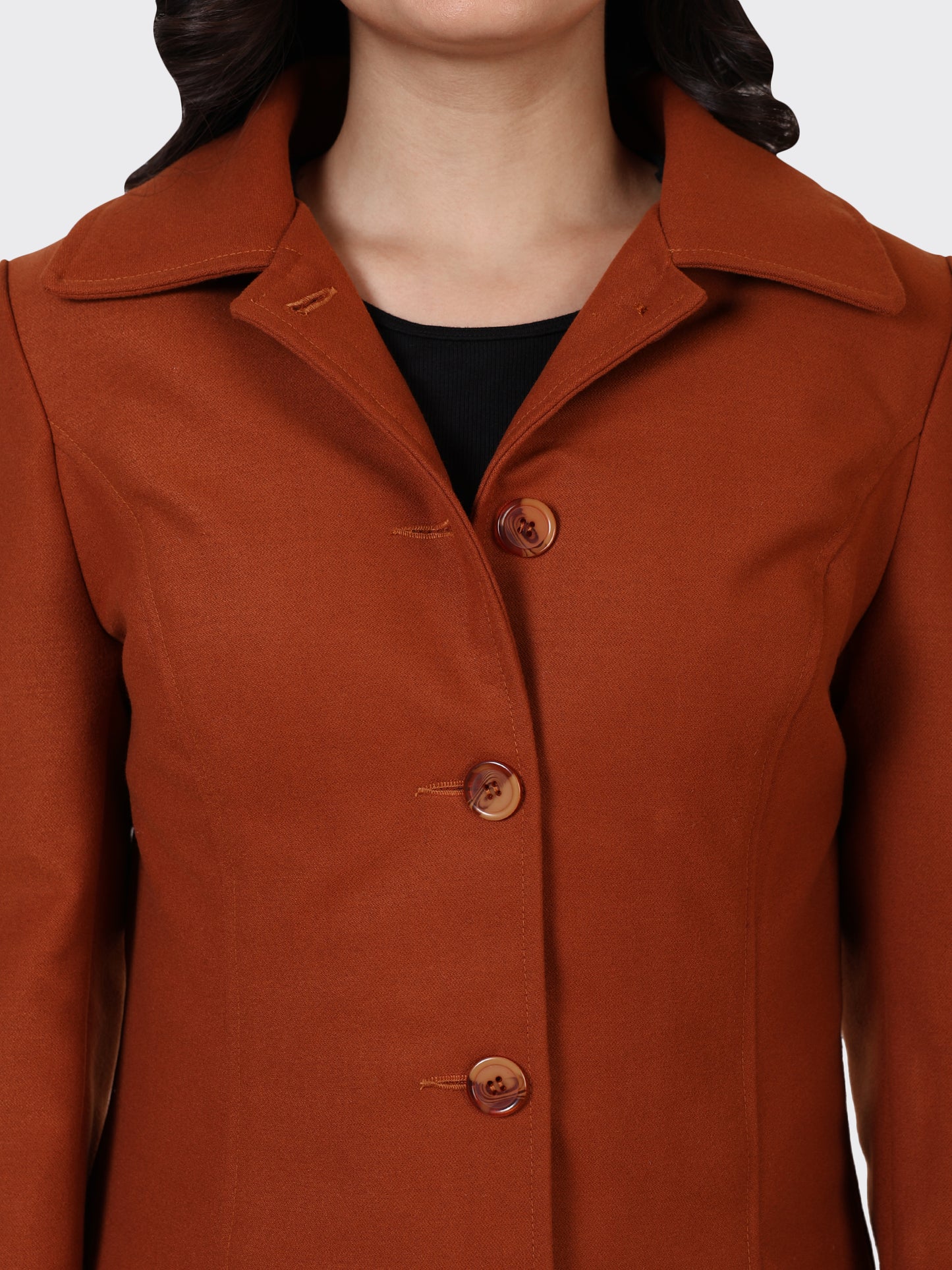 LADIES WOOLLEN JACKET-COGNAC
