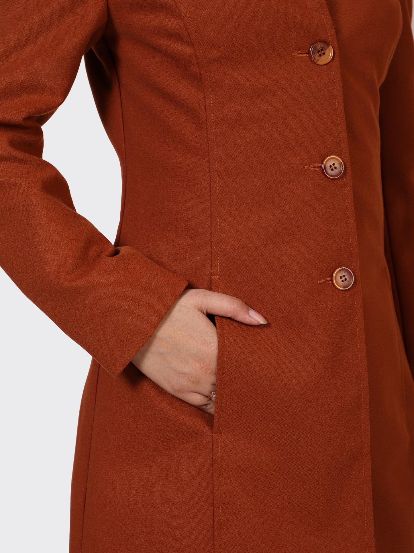LADIES WOOLLEN JACKET-COGNAC