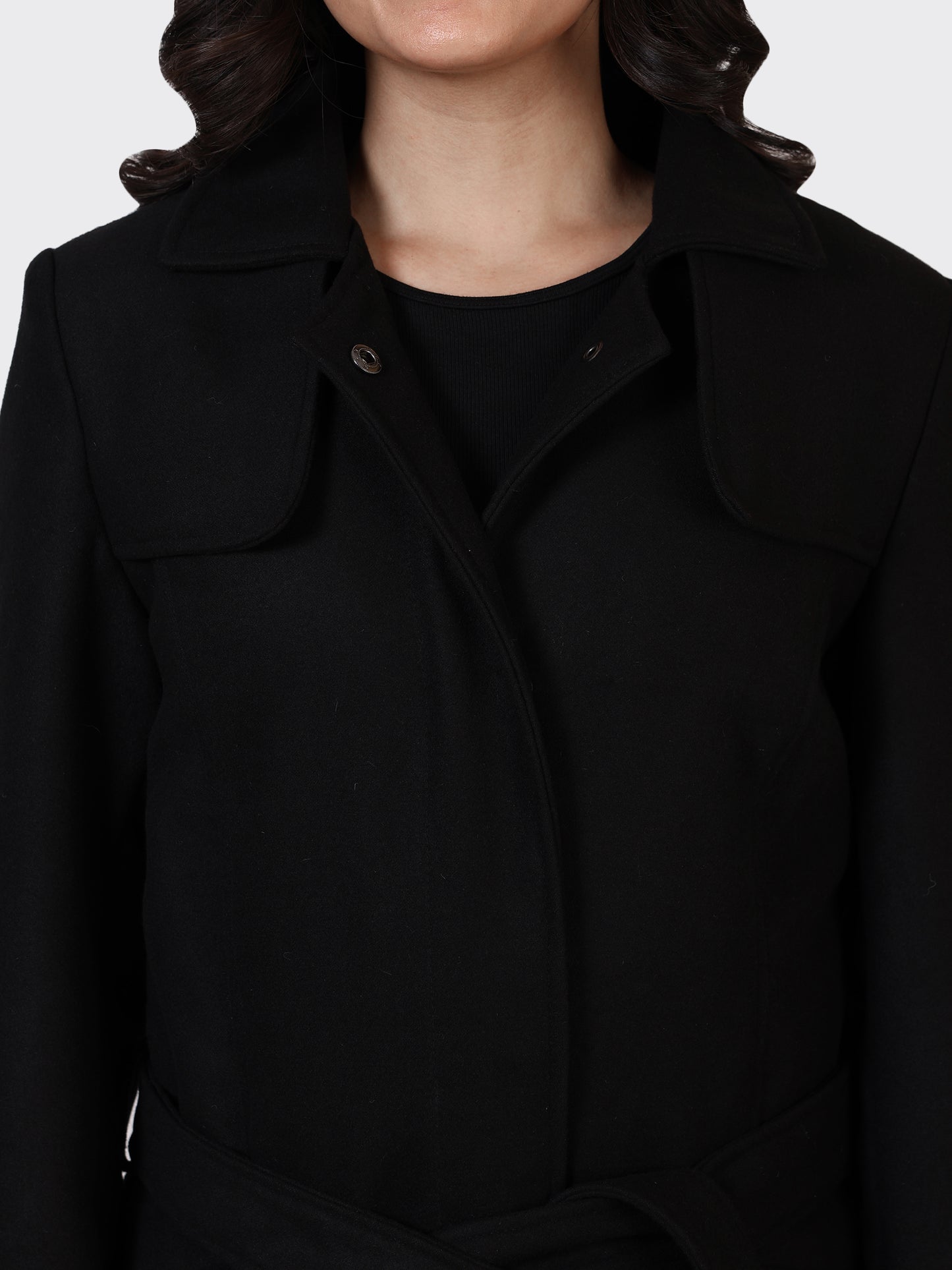 LADIES WOOLLEN JACKET-BLACK