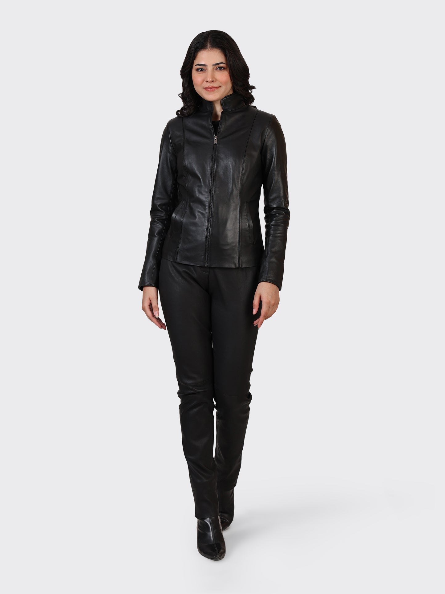 LADIES LEATHER JACKET-BLACK