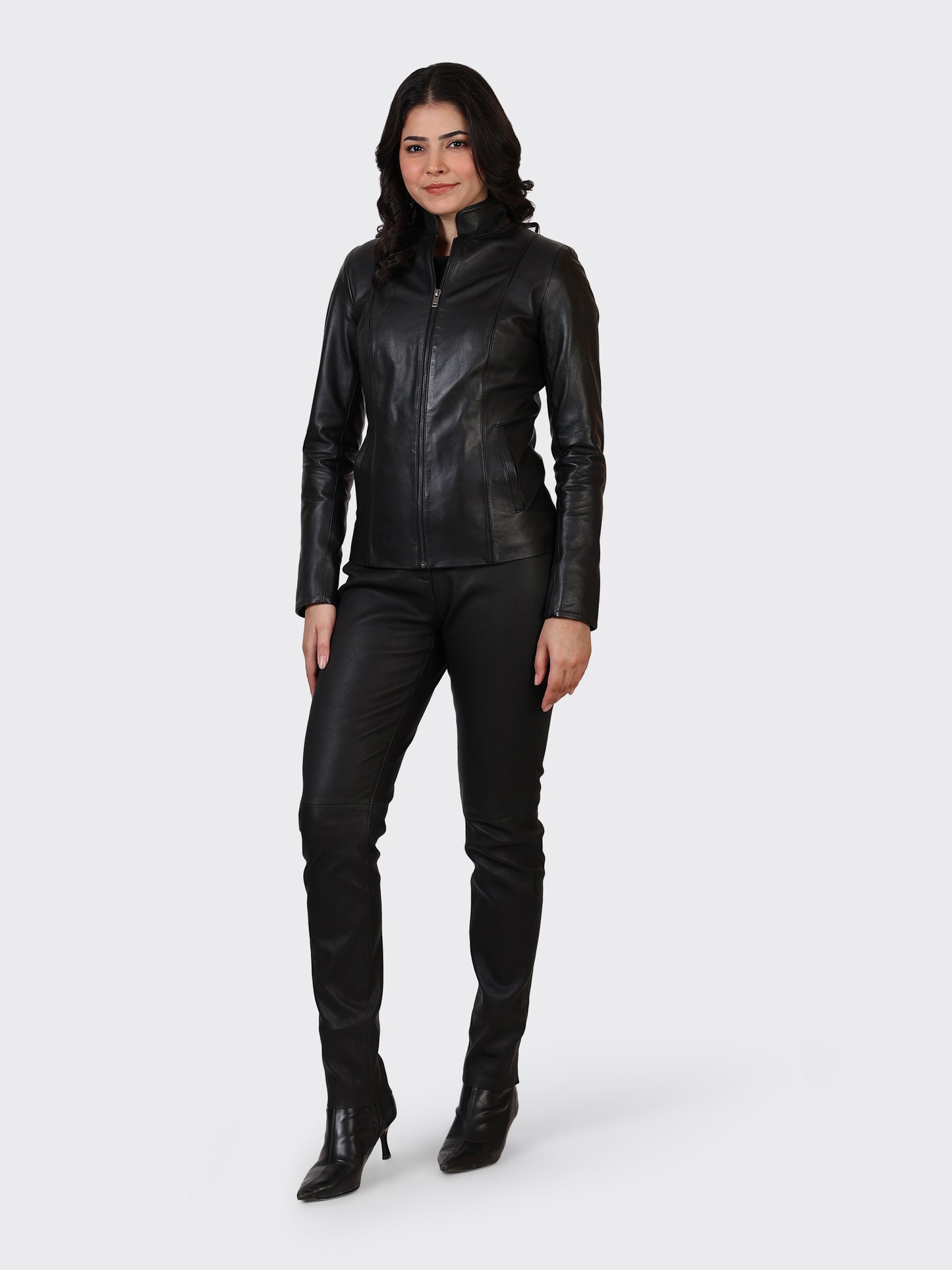 LADIES LEATHER JACKET-BLACK