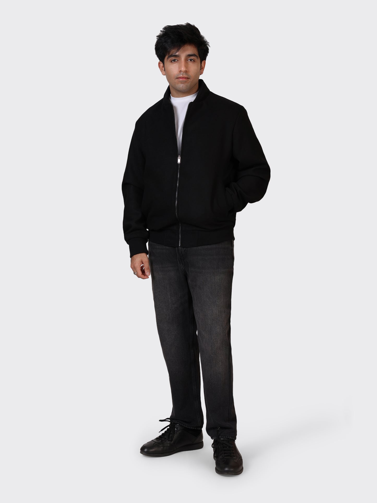 MENS COLLEGE WOOLLEN JACKET-BLACK