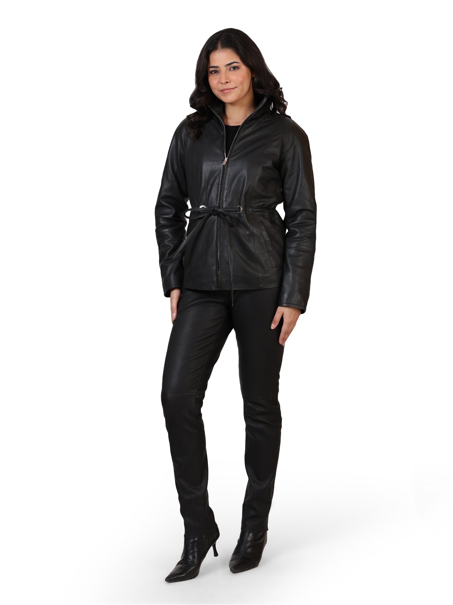 LADIES LEATHER JACKET-BLACK