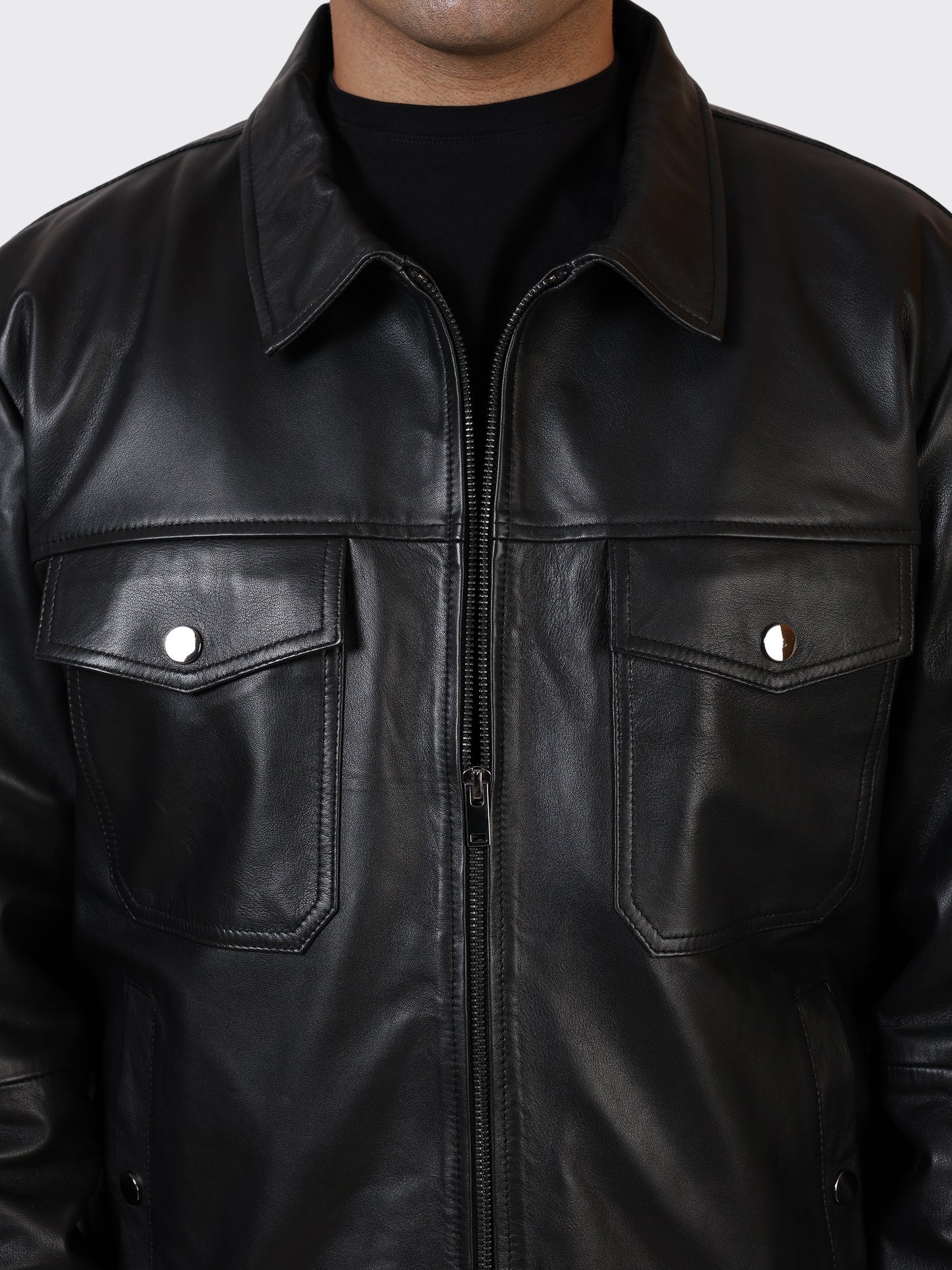 MENS LEATHER JACKET-BLACK