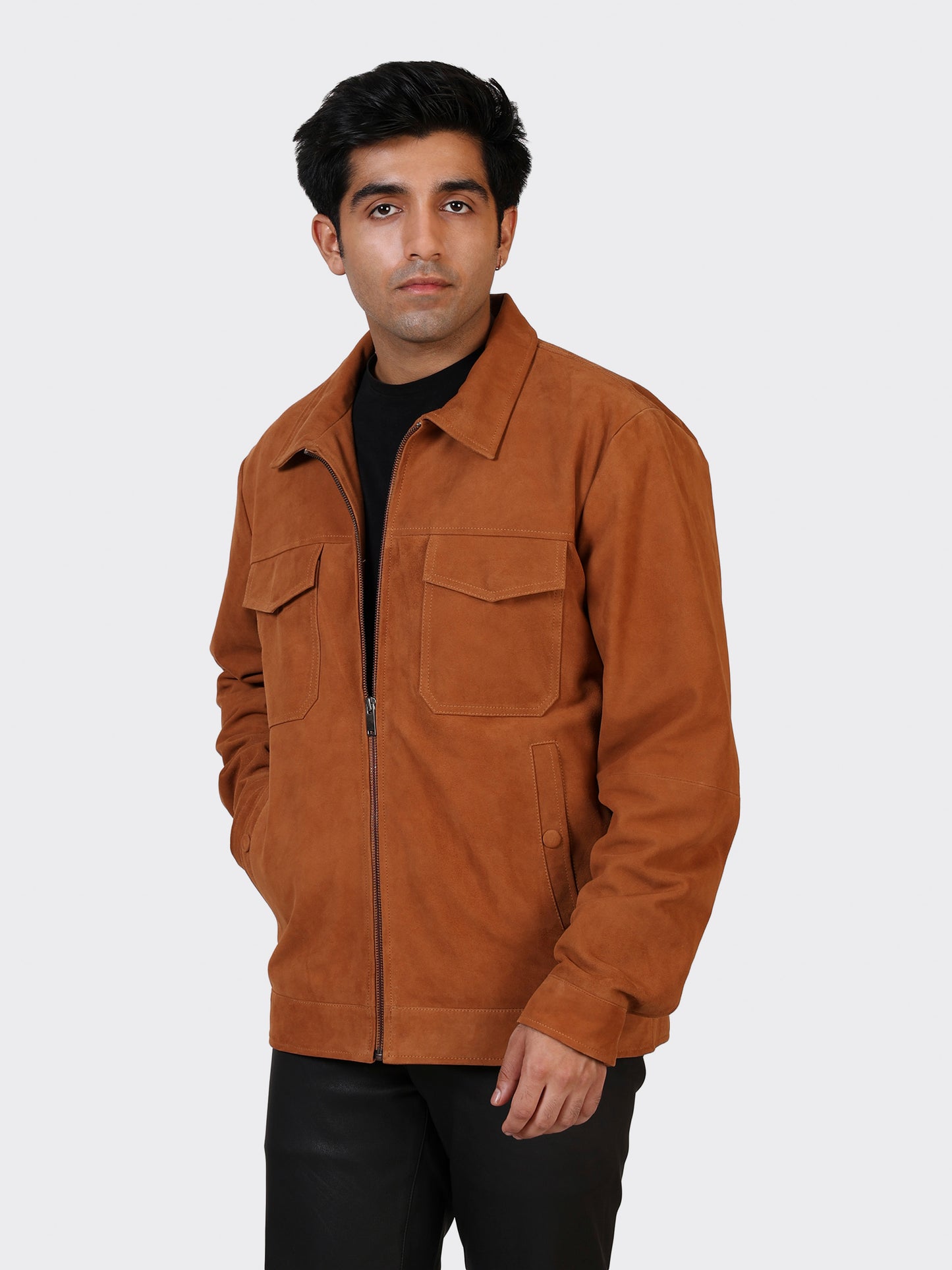 MENS SUEDE LEATHER JACKET-NAUGAT