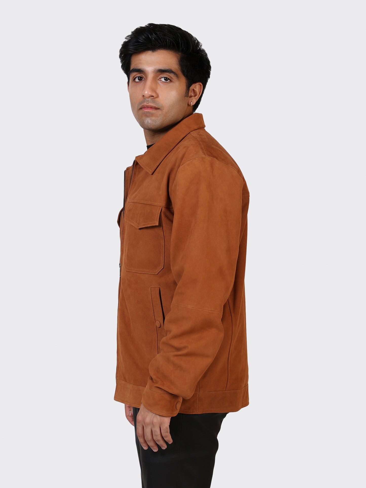 MENS SUEDE LEATHER JACKET-NAUGAT
