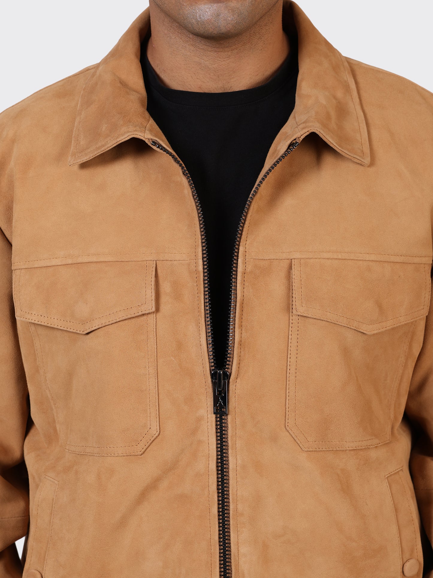 MENS SUEDE LEATHER JACKET-SAND