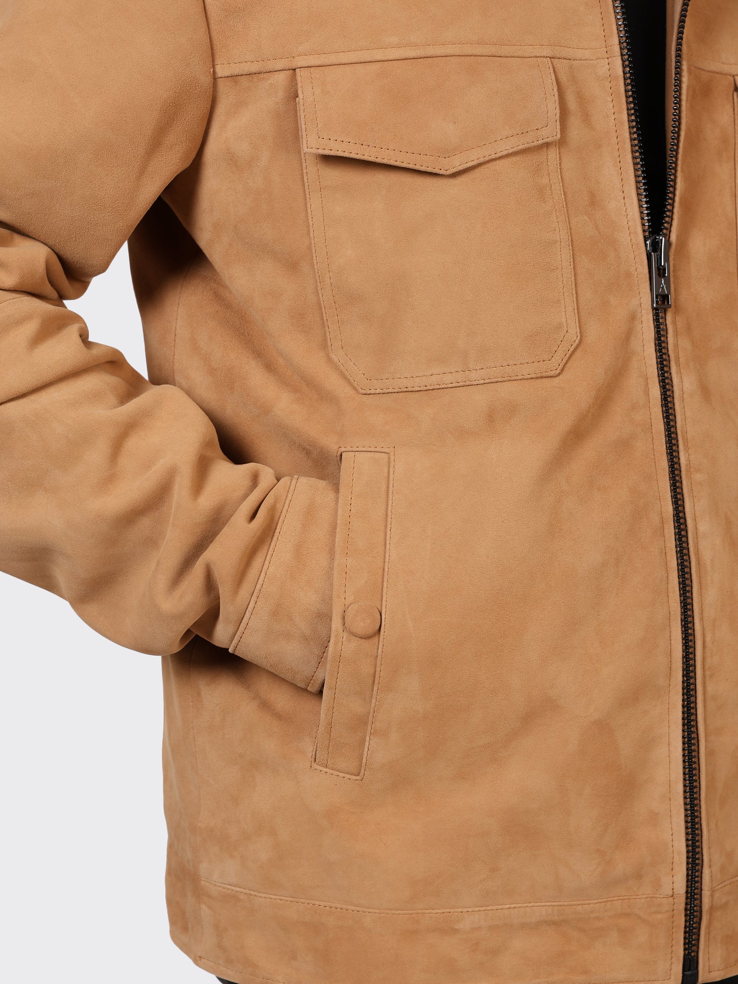 MENS SUEDE LEATHER JACKET-SAND