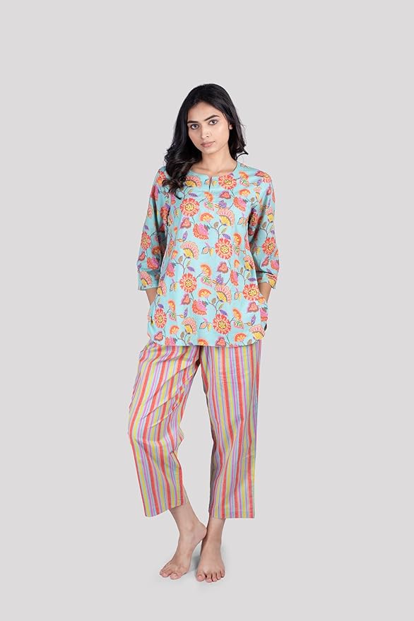 WOMEN SOFT COTTON FLORAL PRINT NIGHT SUIT SET