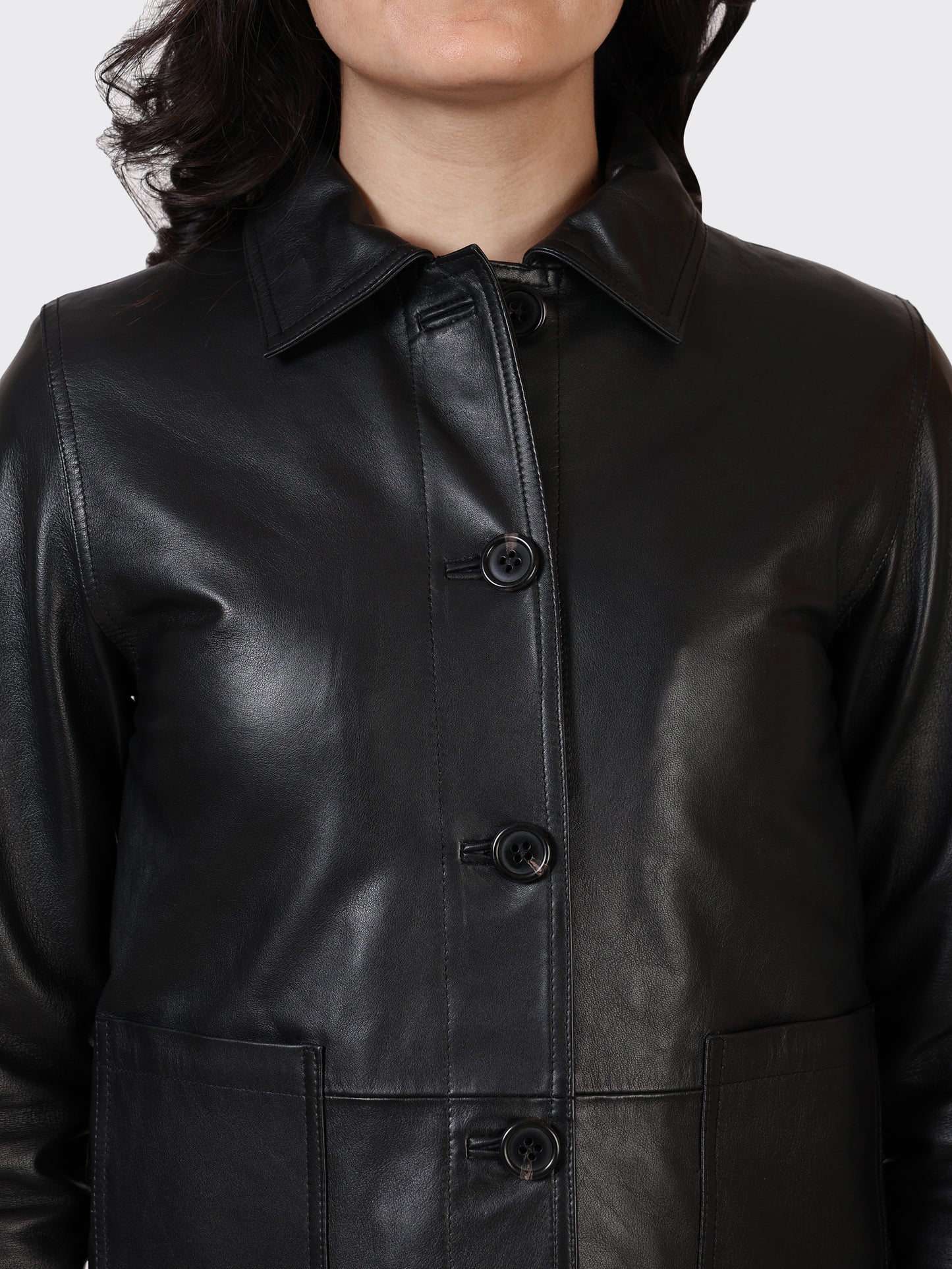 LADIES LEATHER JACKET-BLACK