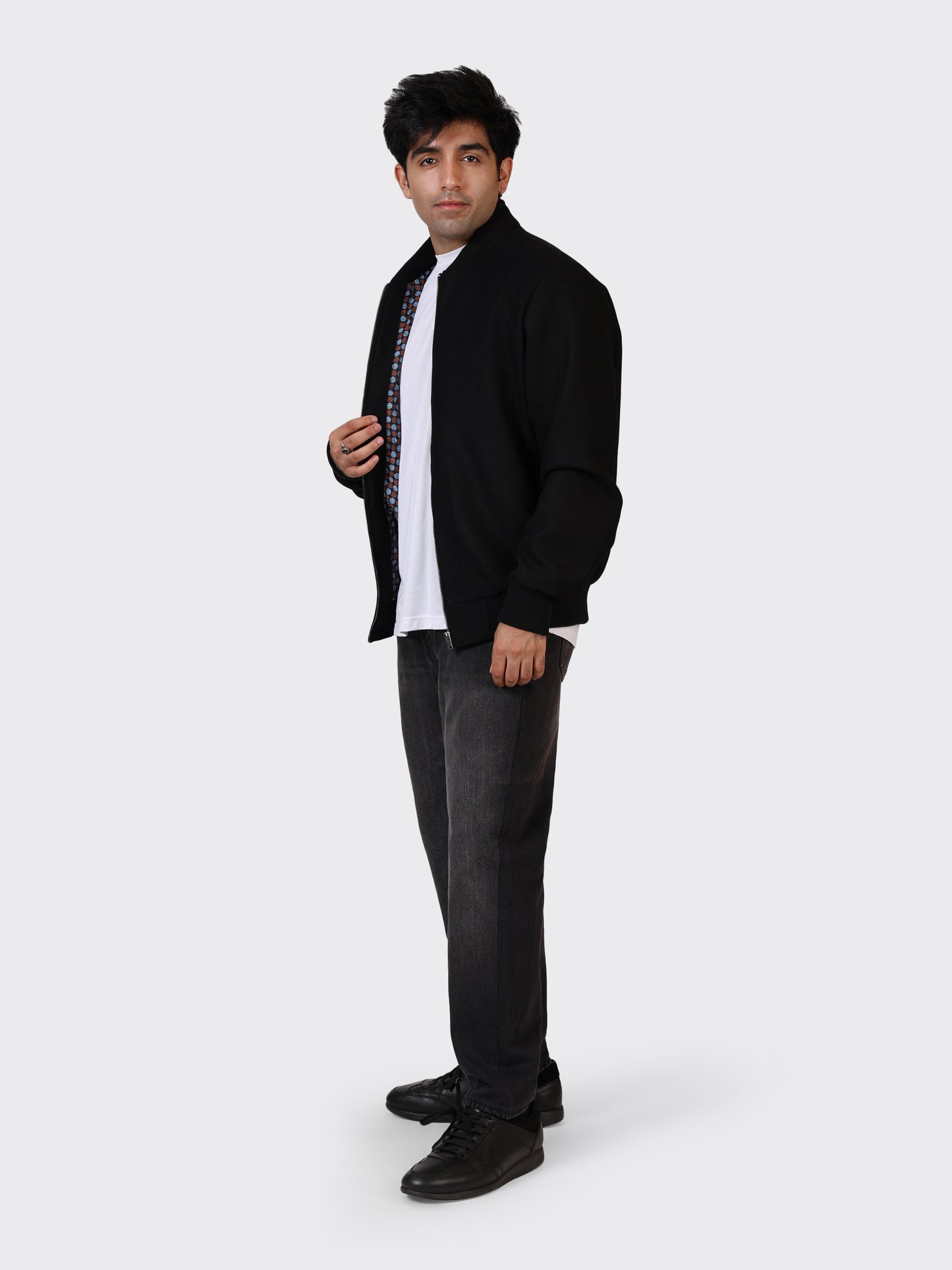 MENS COLLEGE WOOLLEN JACKET-BLACK