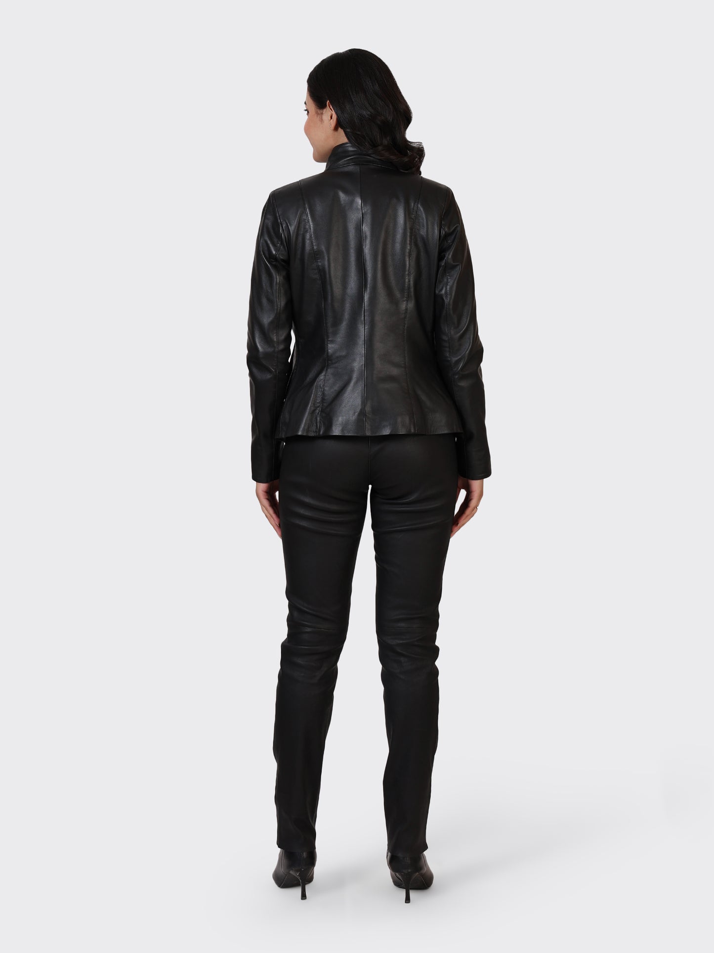LADIES LEATHER JACKET-BLACK
