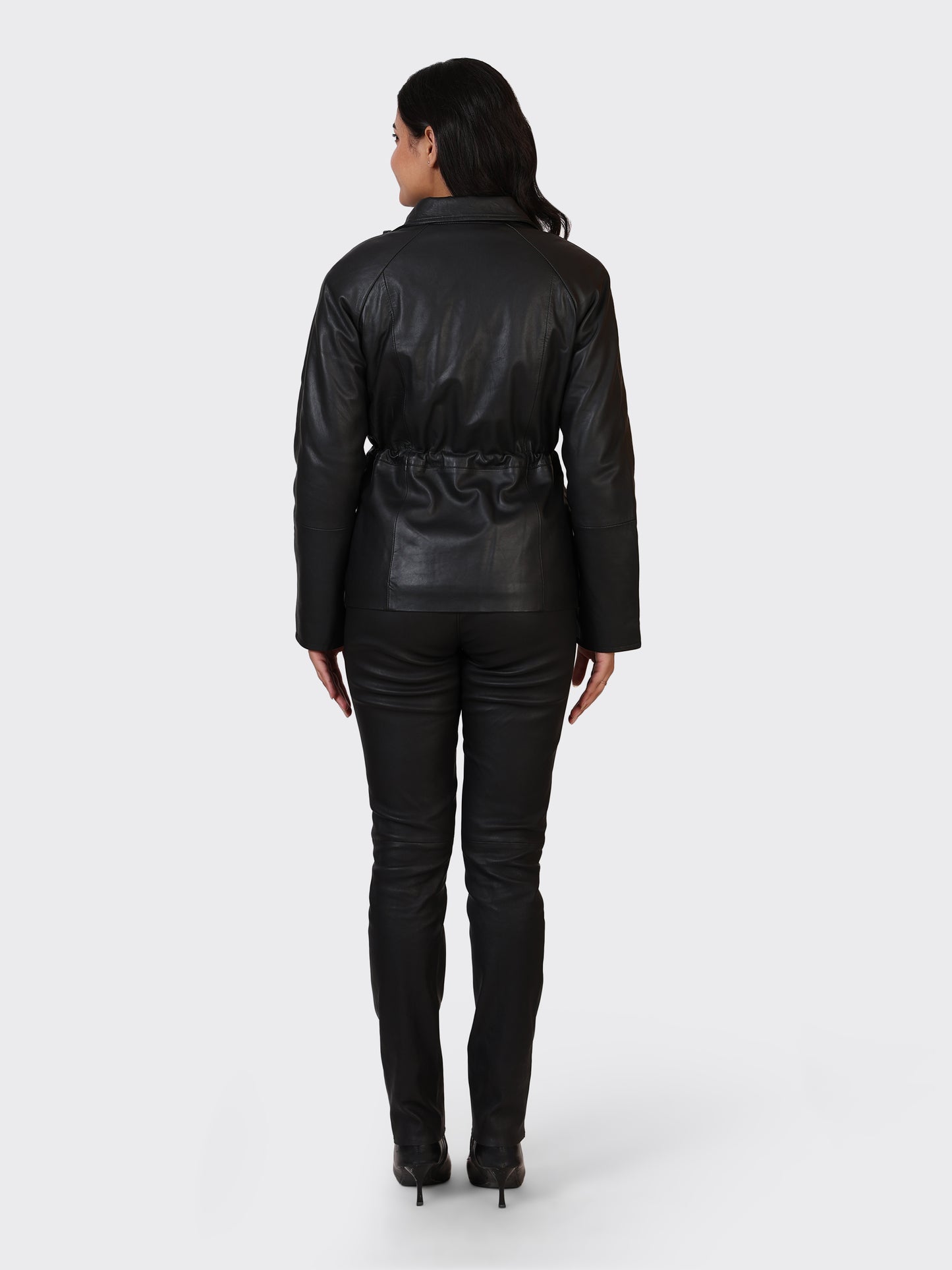 LADIES LEATHER JACKET-BLACK