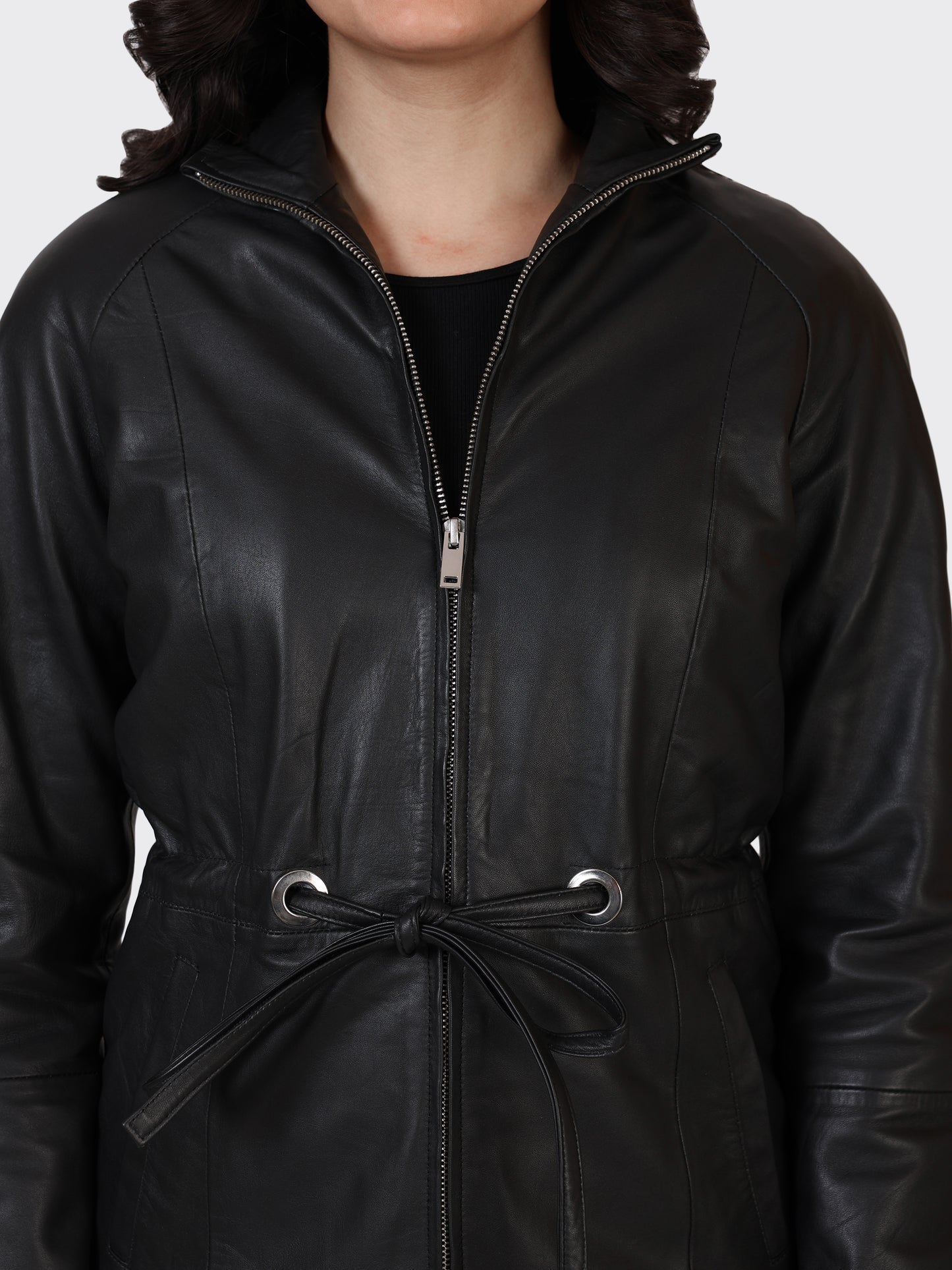 LADIES LEATHER JACKET-BLACK