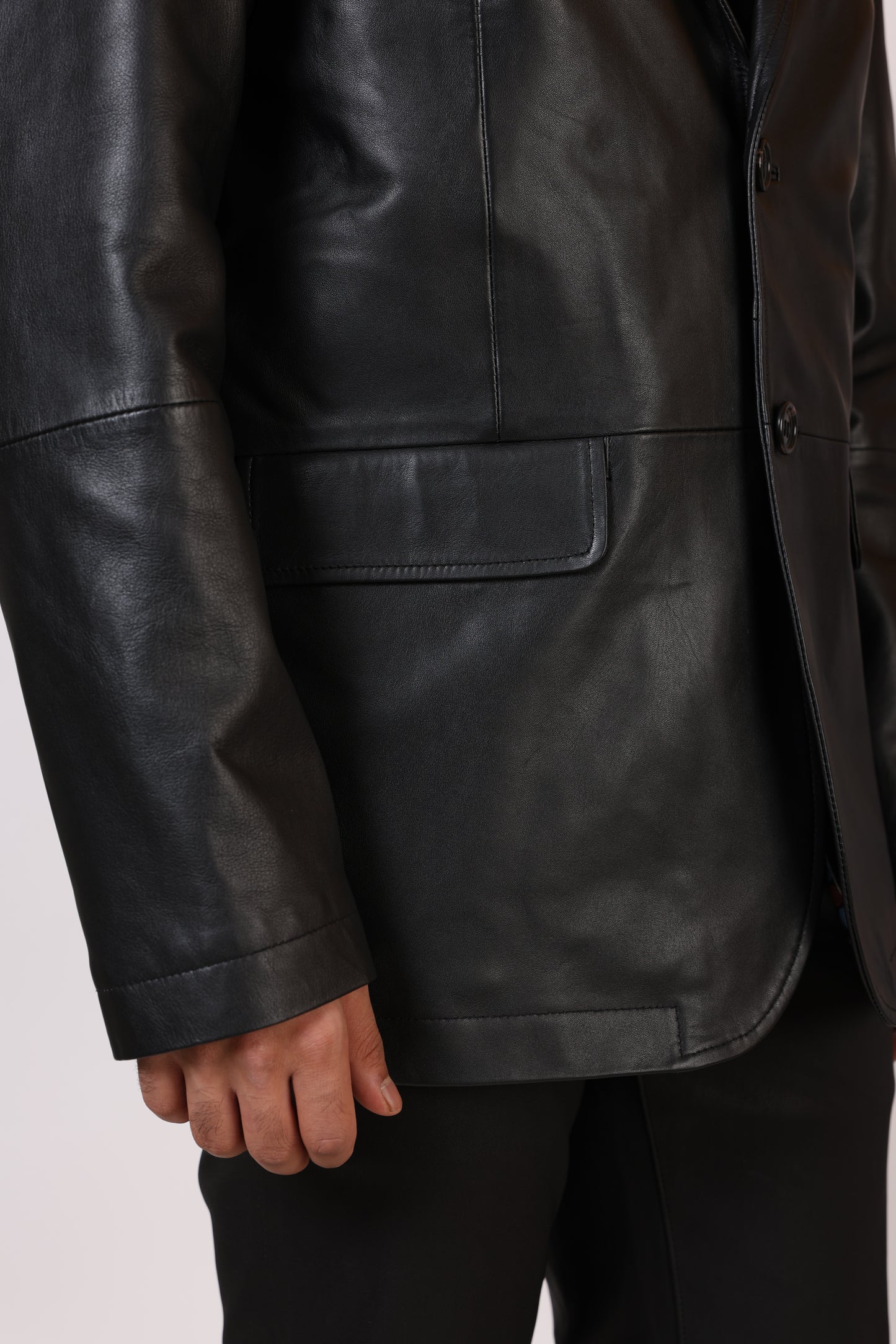 MENS BLAZER LEATHER JACKET-BLACK