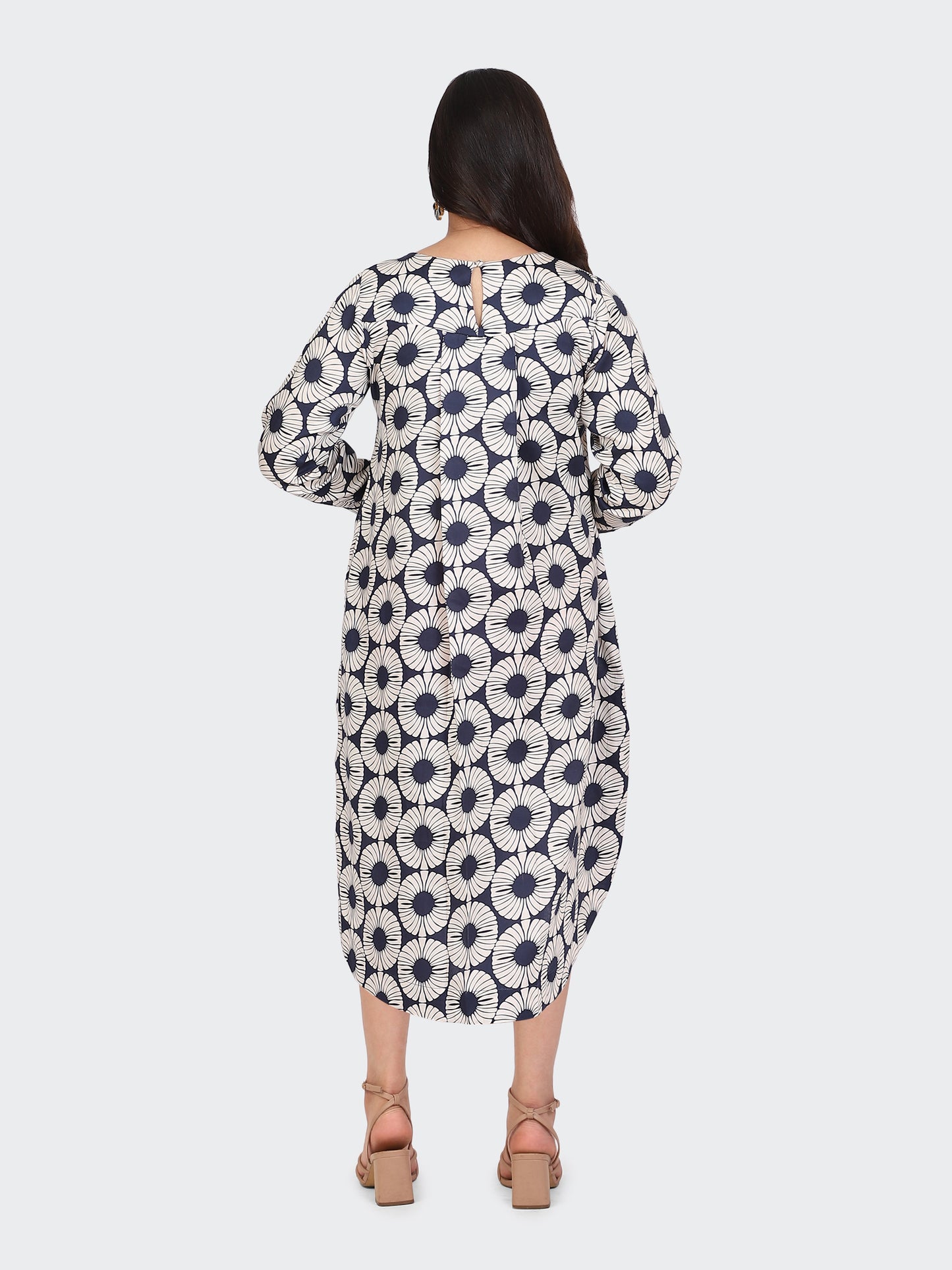 SPRING CALF-LENGTH DRESS-NAVY