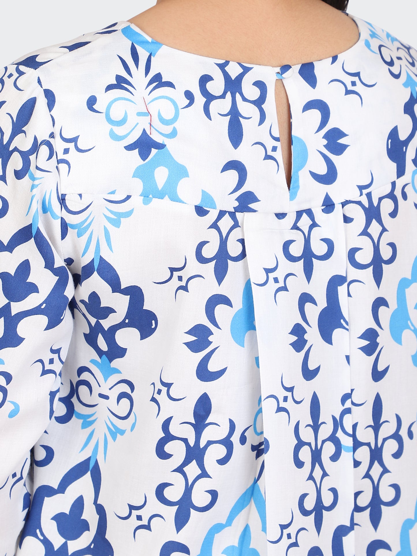 SPRING CALF-LENGTH DRESS-BLUE