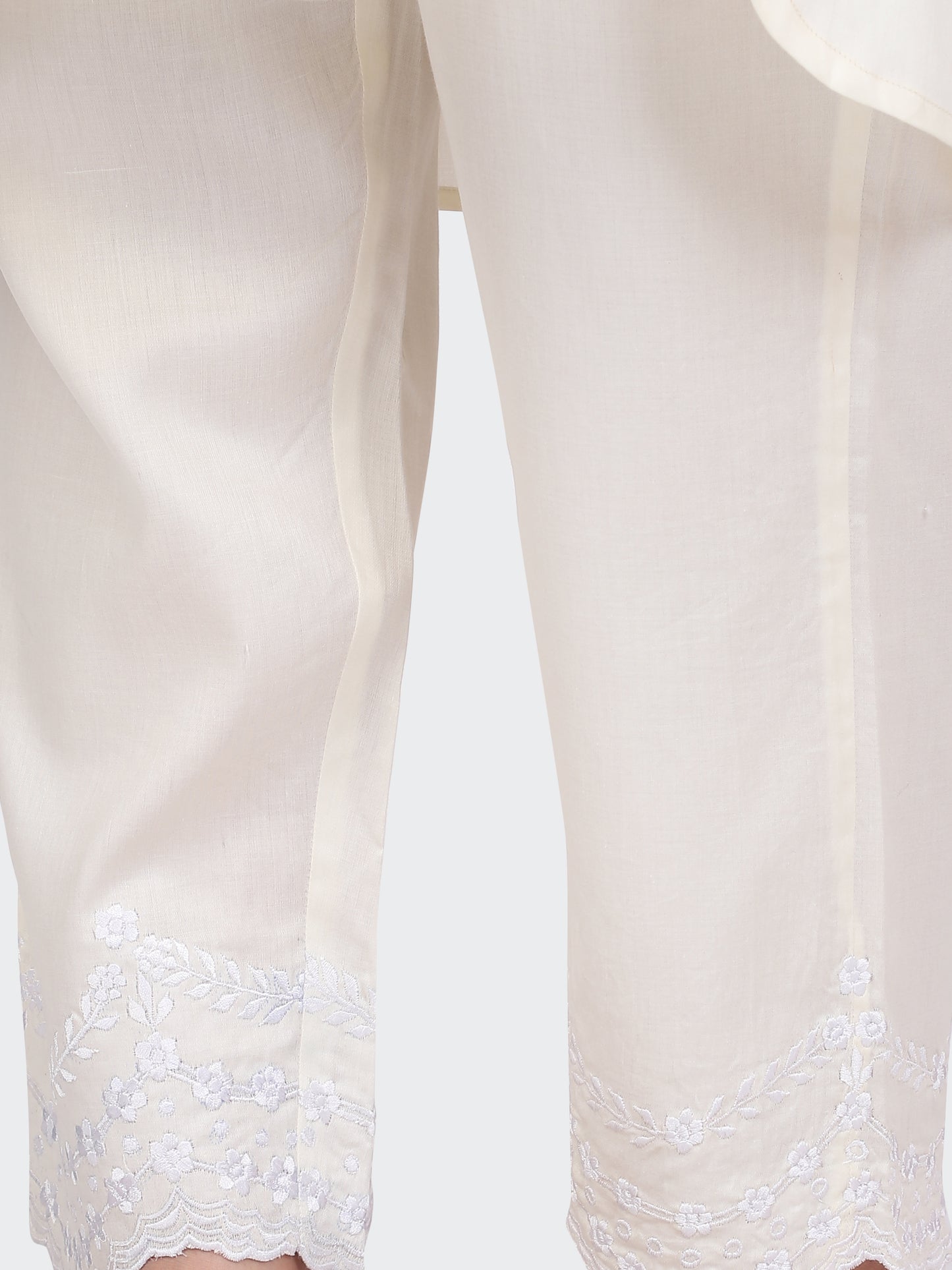 KURTA SET FEATURING PALAZZO, EMBROIDERY ON BOTTOM-CREAM