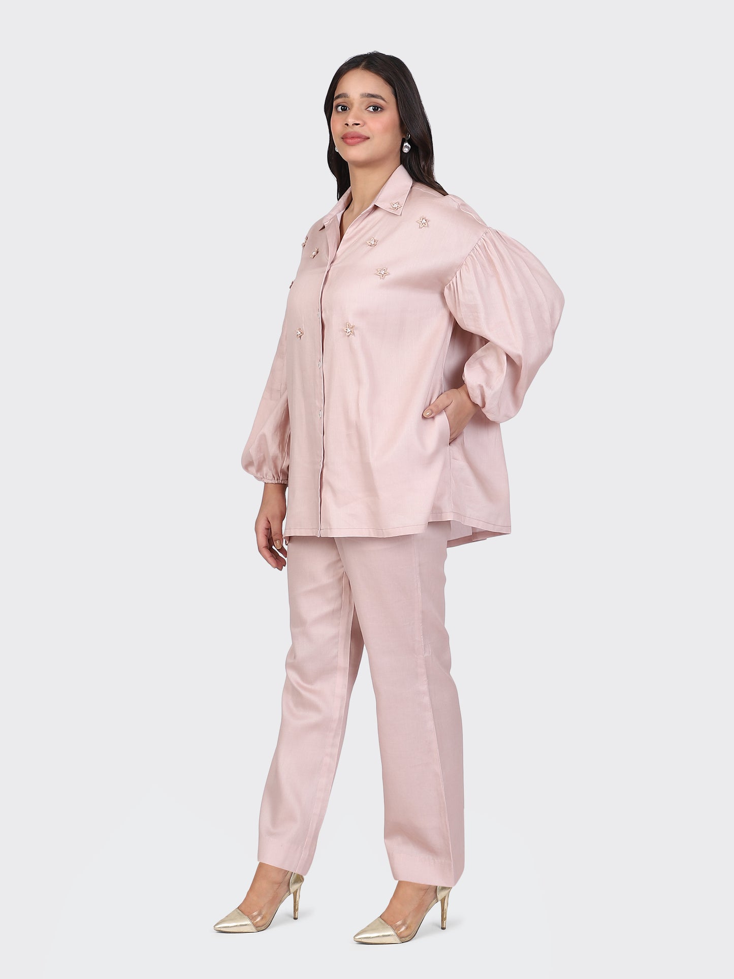 FINE COTTON COMFORTABLE CO-ORD SET-DUSTY ROSE