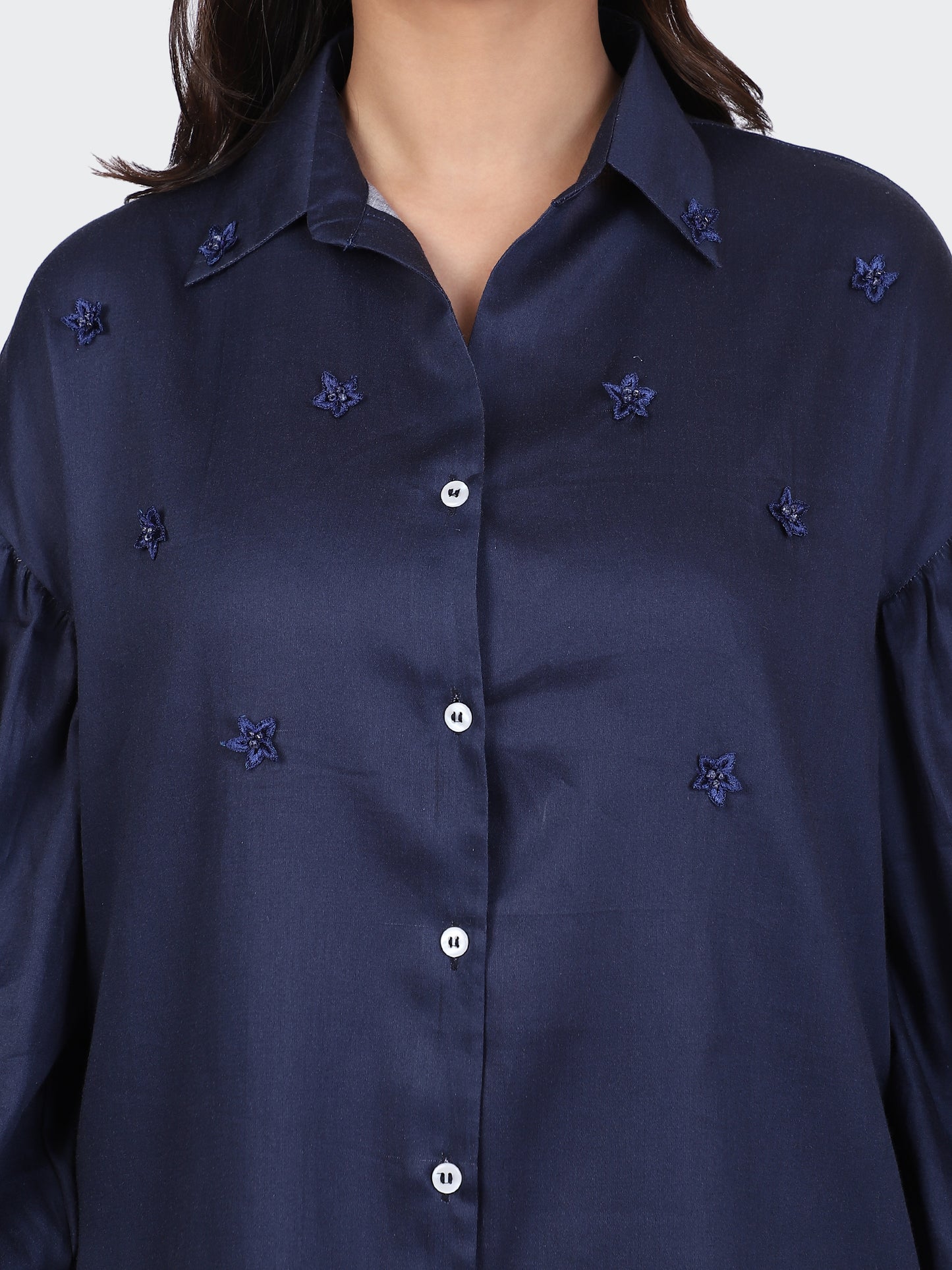 FINE COTTON COMFORTABLE CO-ORD SET-NAVY