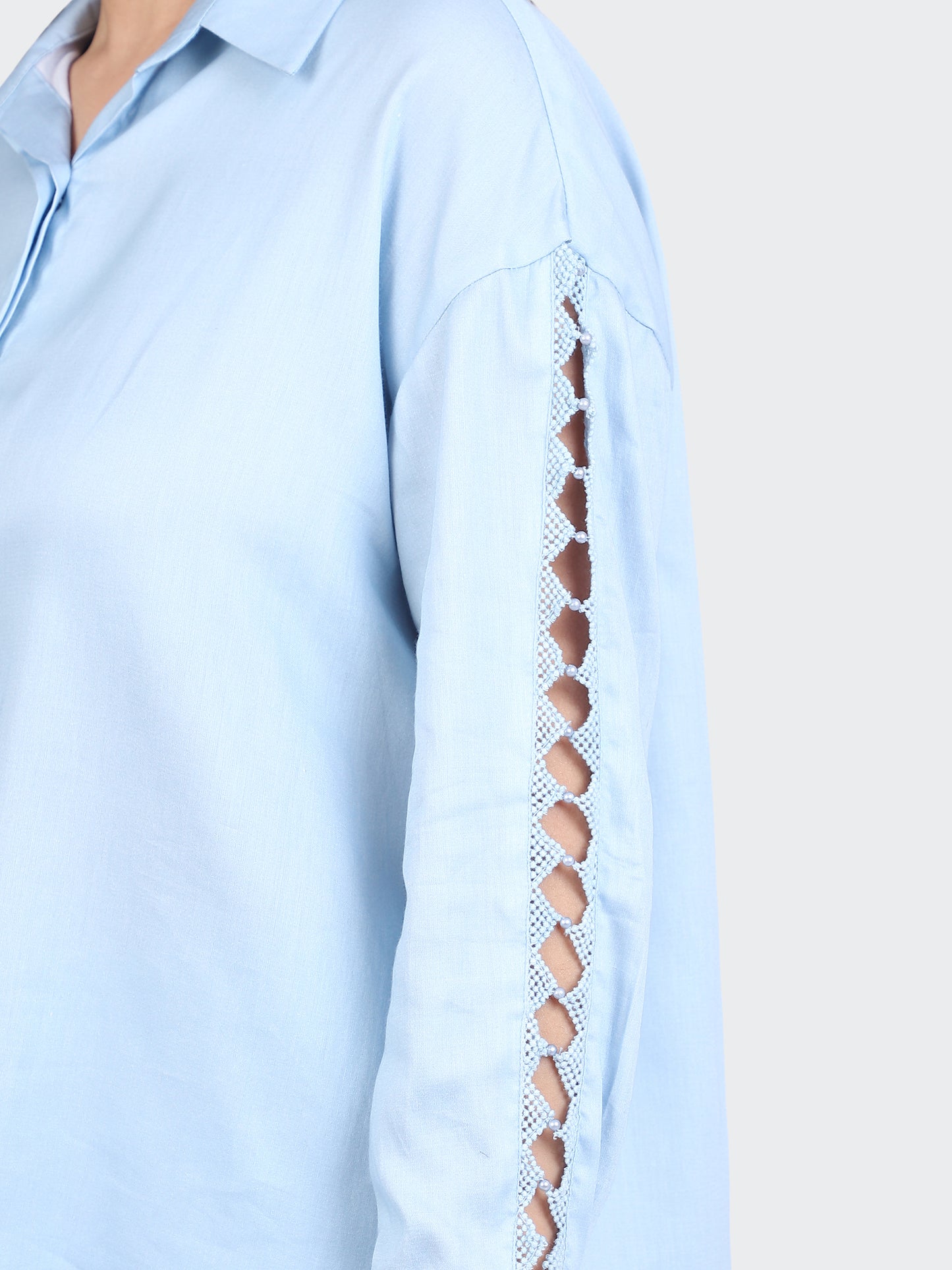 FINE COTTON COMFORTABLE CO-ORD SET-SKYBLUE.