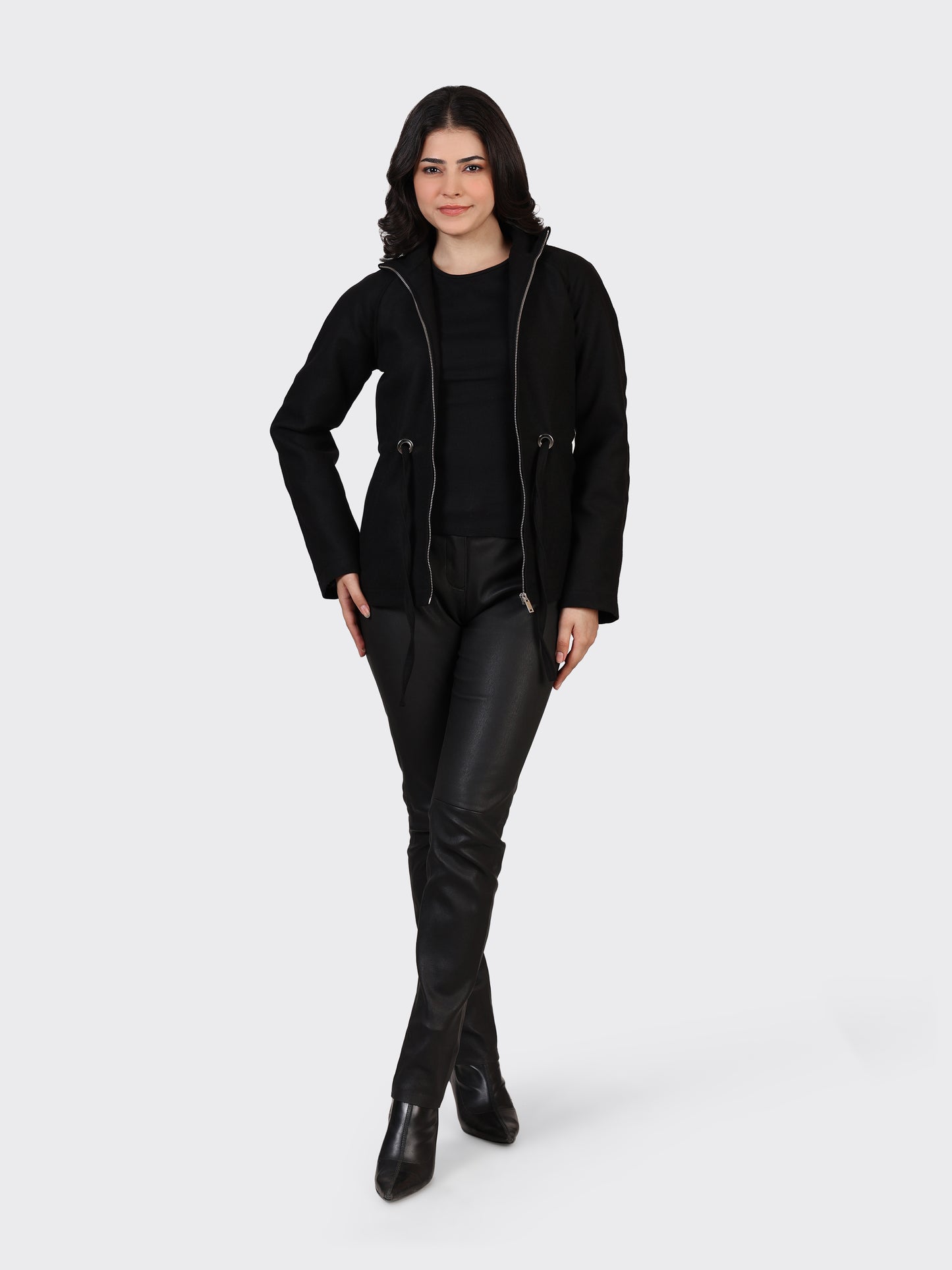 LADIES WOOLLEN JACKET-BLACK