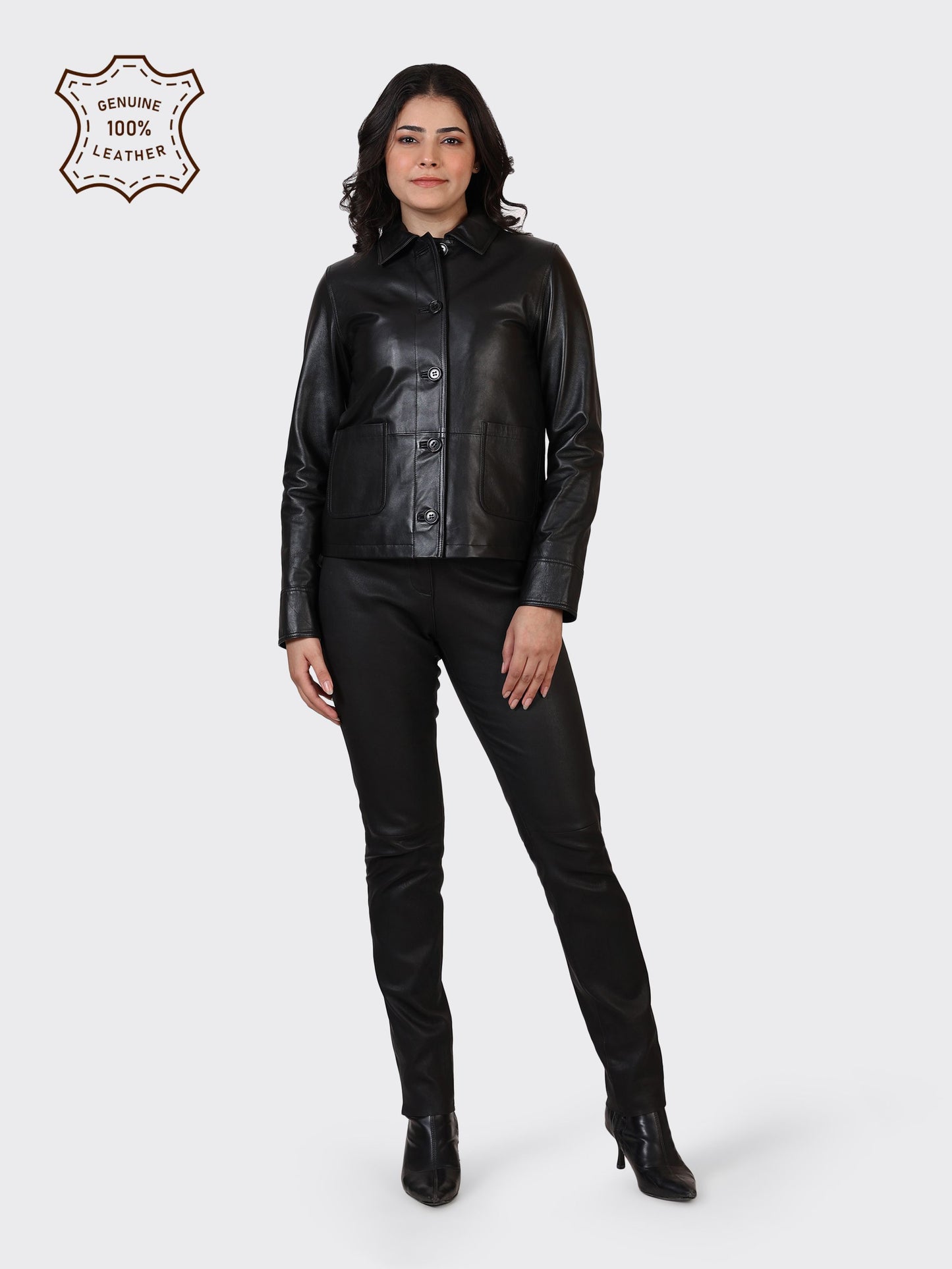 LADIES LEATHER JACKET-BLACK