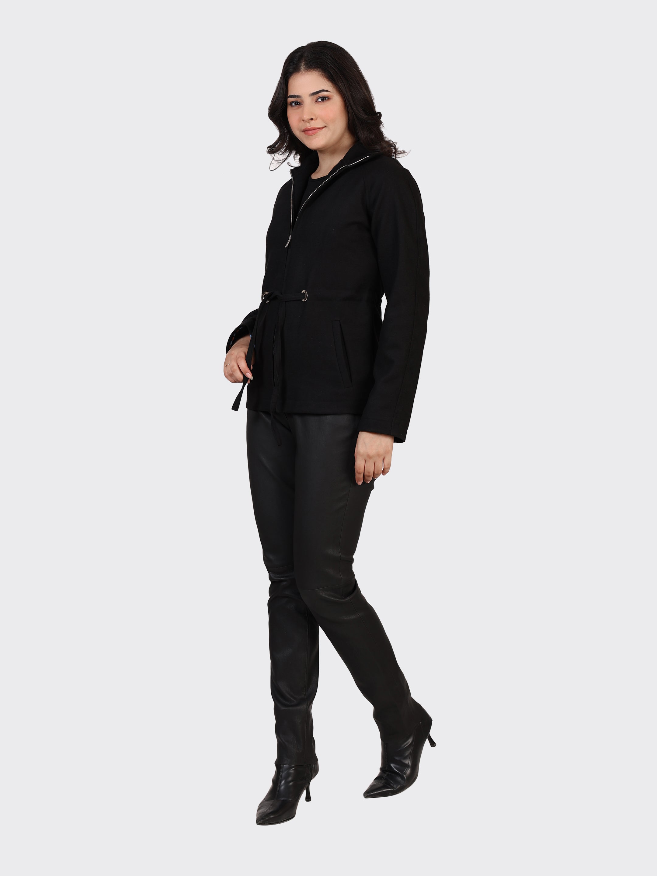 LADIES WOOLLEN JACKET-BLACK