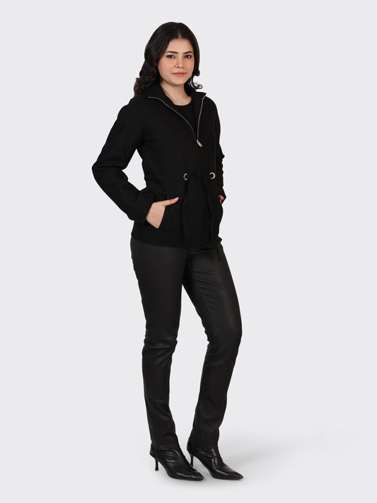 LADIES WOOLLEN JACKET-BLACK