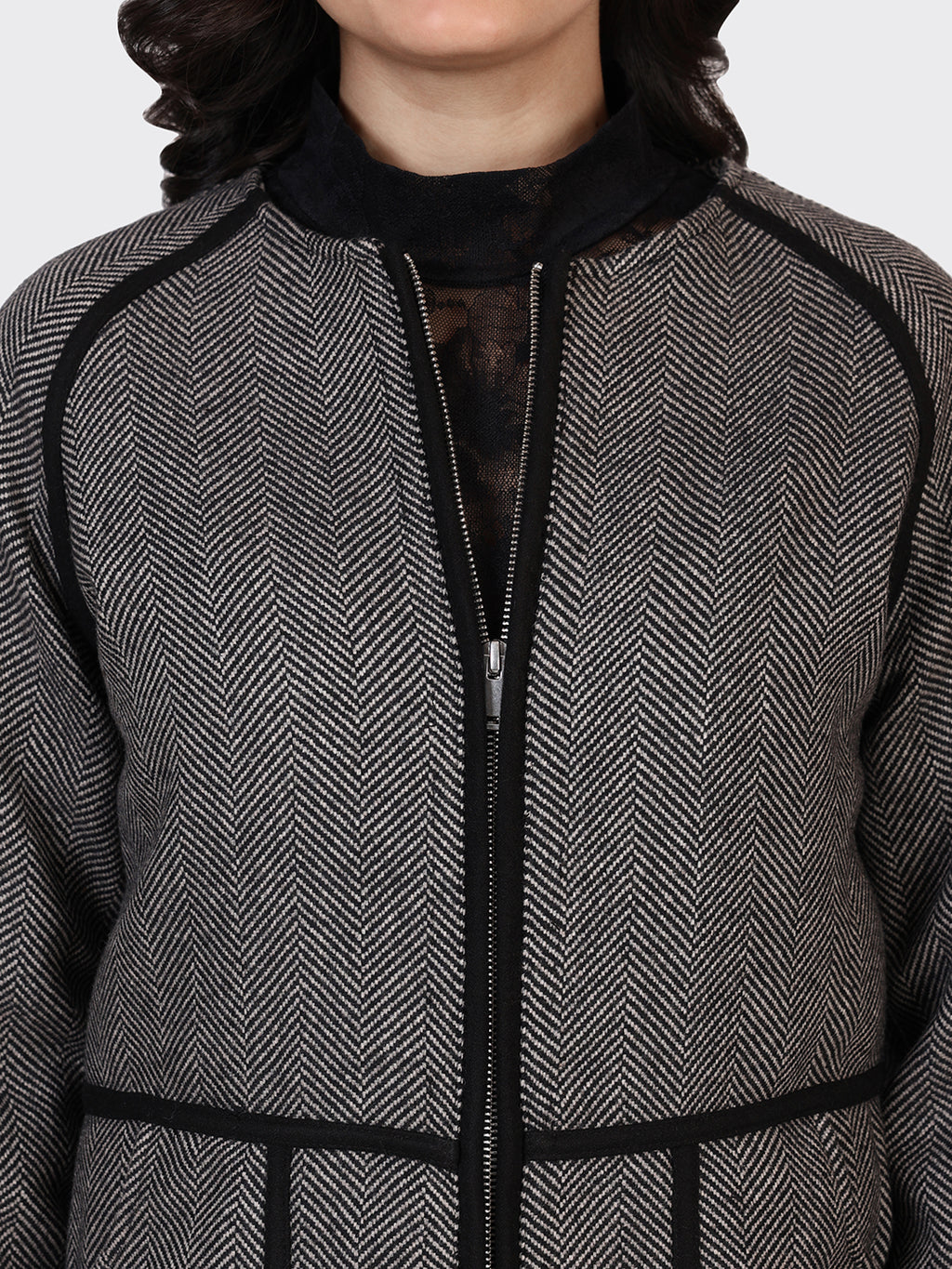LADIES WOOLLEN JACKET-ZIGZAG