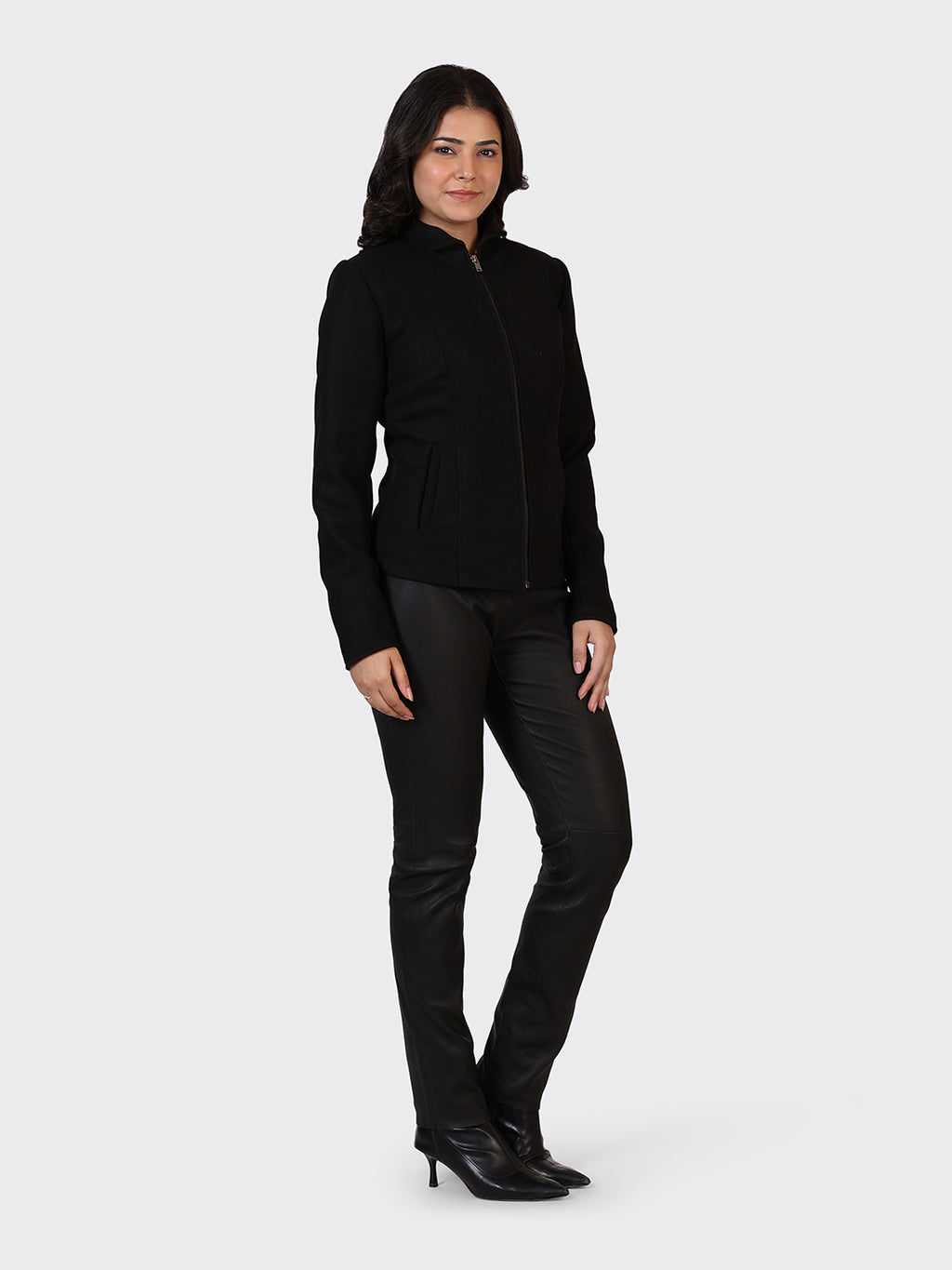 LADIES WOOLLEN JACKET-BLACK